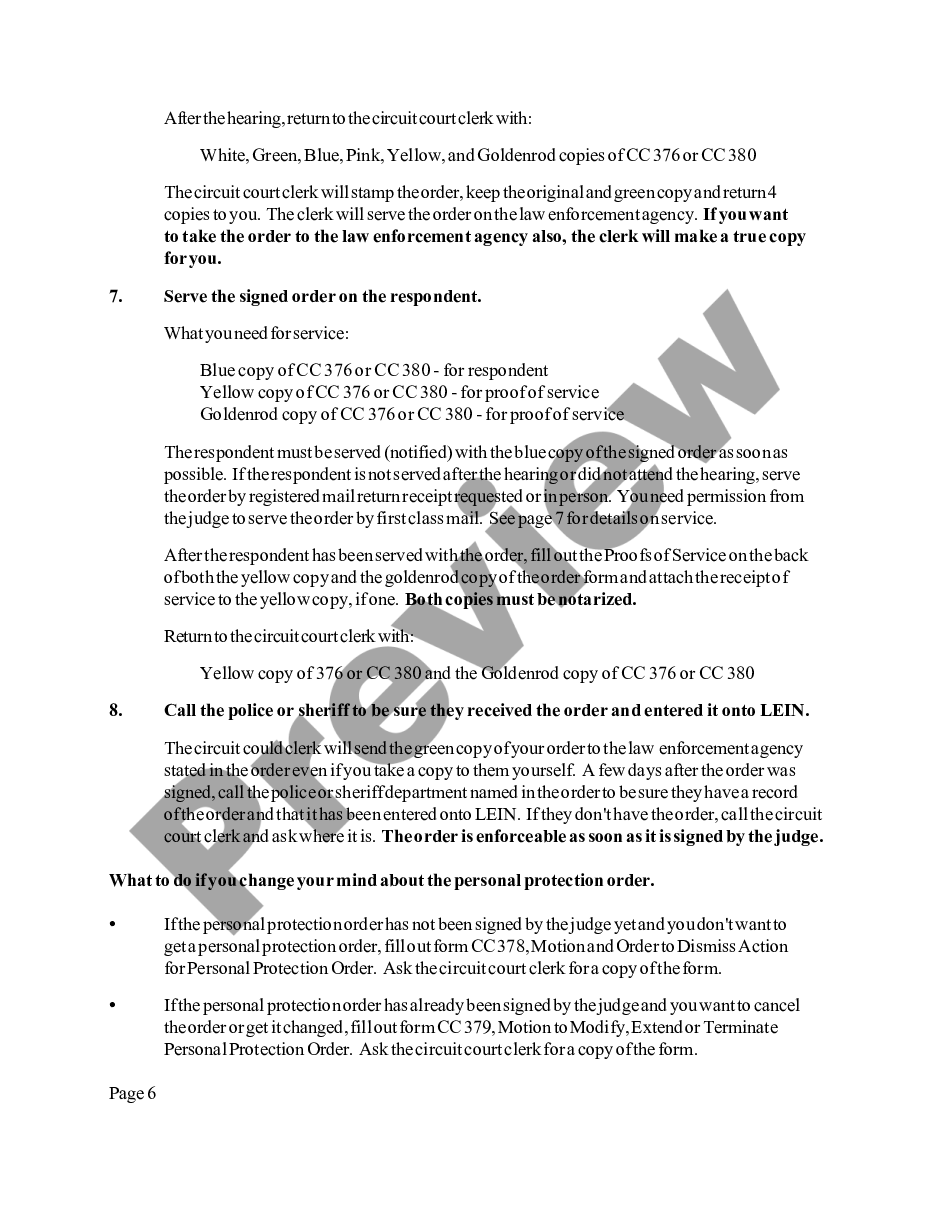 page 5 Instructions for Personal Protection Orders preview