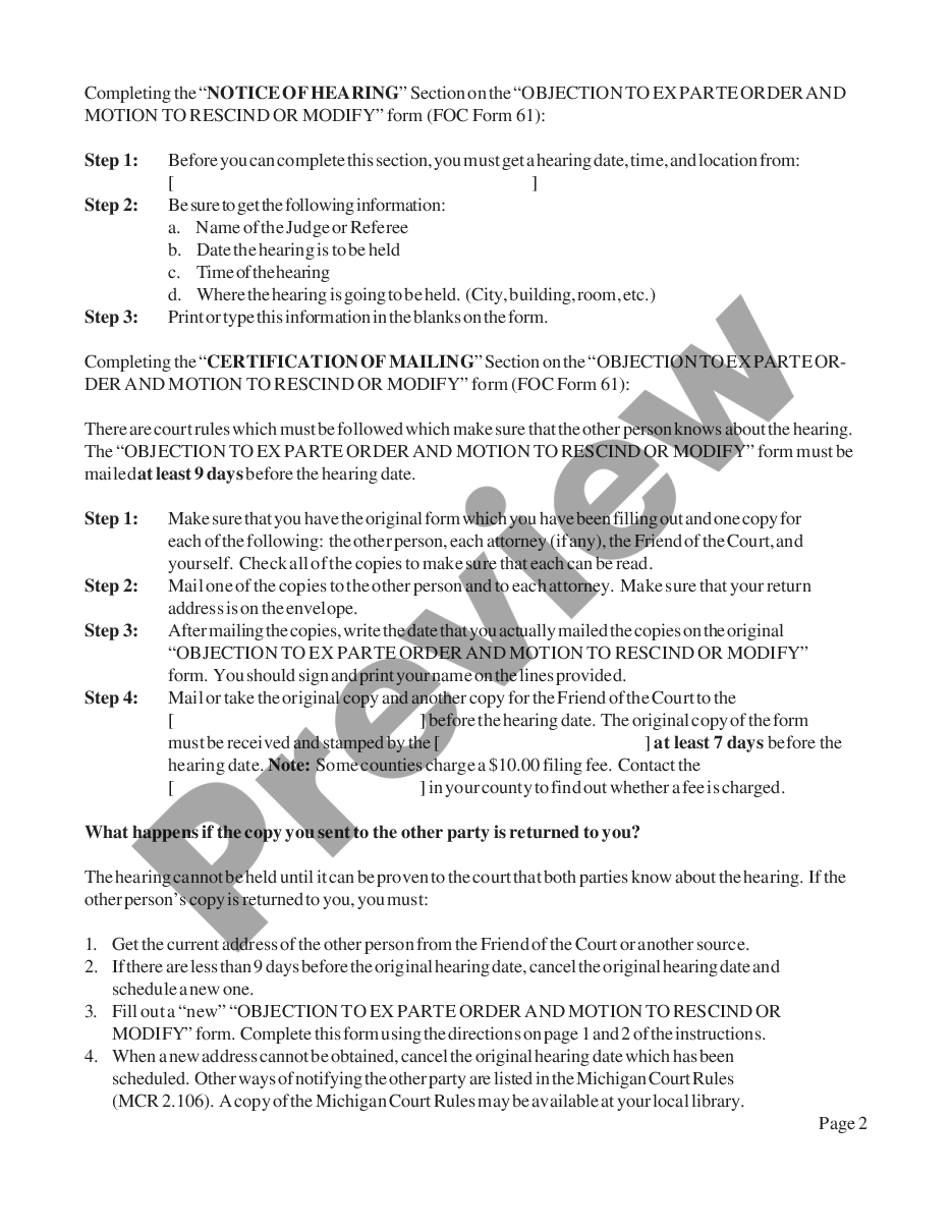 page 1 Instructions for Changing an Ex Parte Order preview