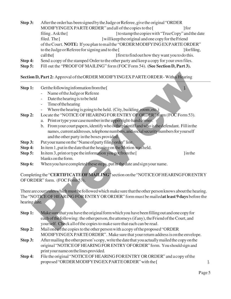 page 4 Instructions for Changing an Ex Parte Order preview