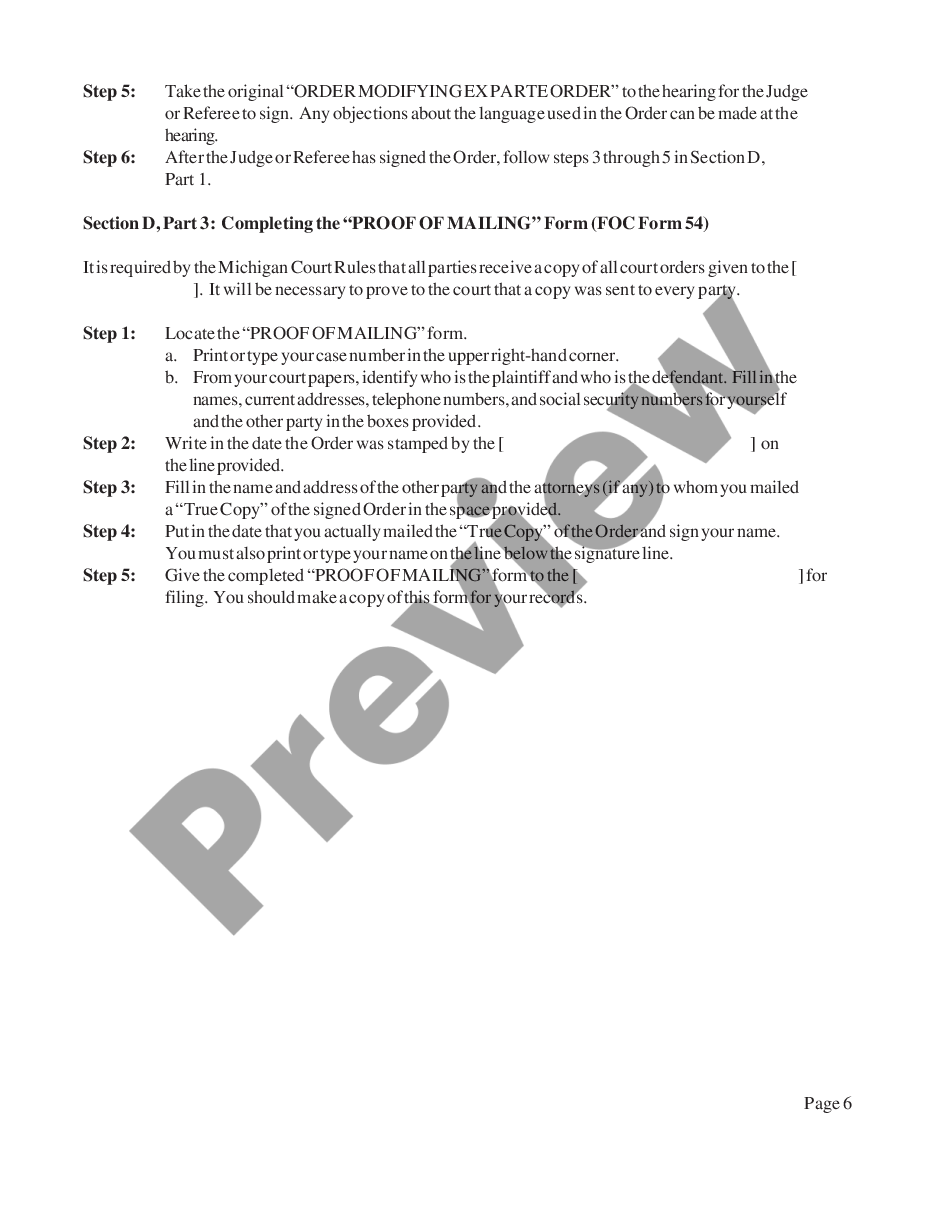 page 5 Instructions for Changing an Ex Parte Order preview
