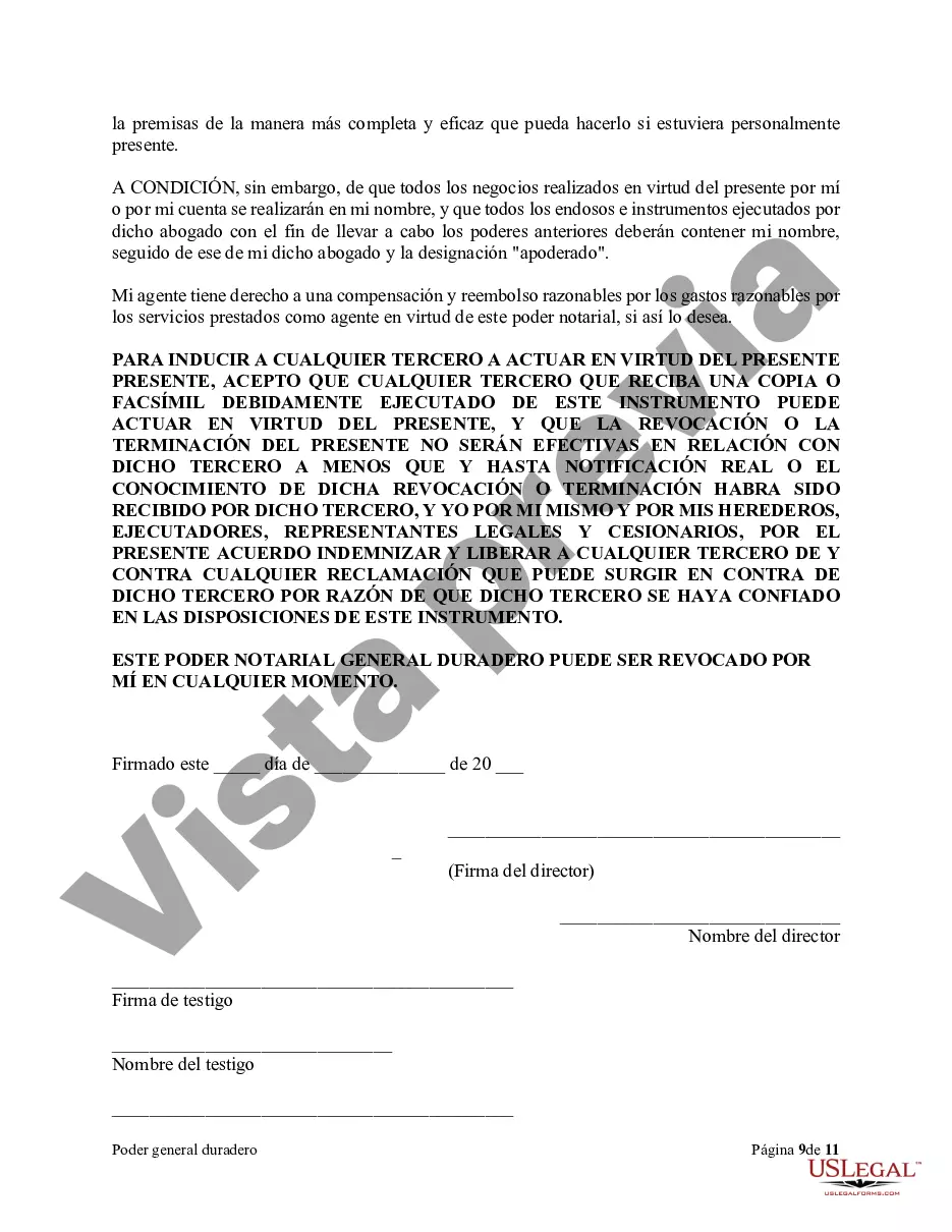 Preview Poder general duradero para la propiedad y las finanzas o efectivo financiero en caso de incapacidad