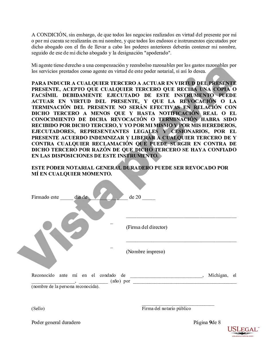 Preview Poder General Duradero para Bienes y Finanzas o Financiero Efectivo Inmediatamente