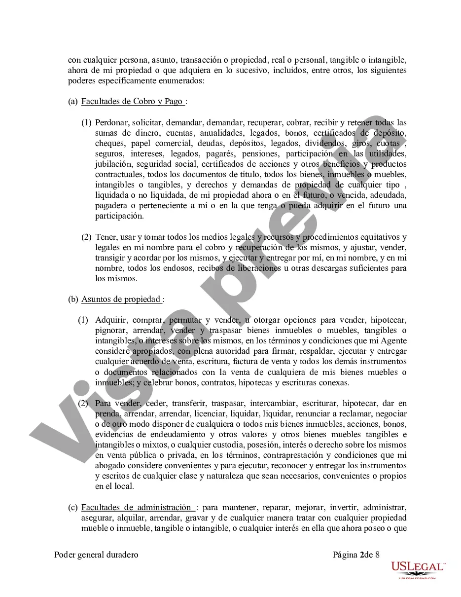 Preview Poder General Duradero para Bienes y Finanzas o Financiero Efectivo Inmediatamente