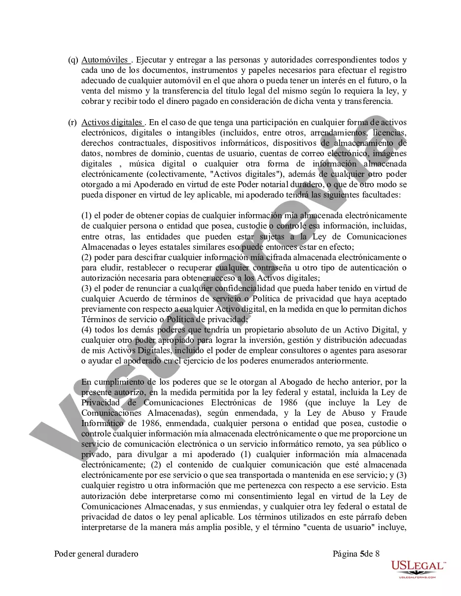 Preview Poder General Duradero para Bienes y Finanzas o Financiero Efectivo Inmediatamente