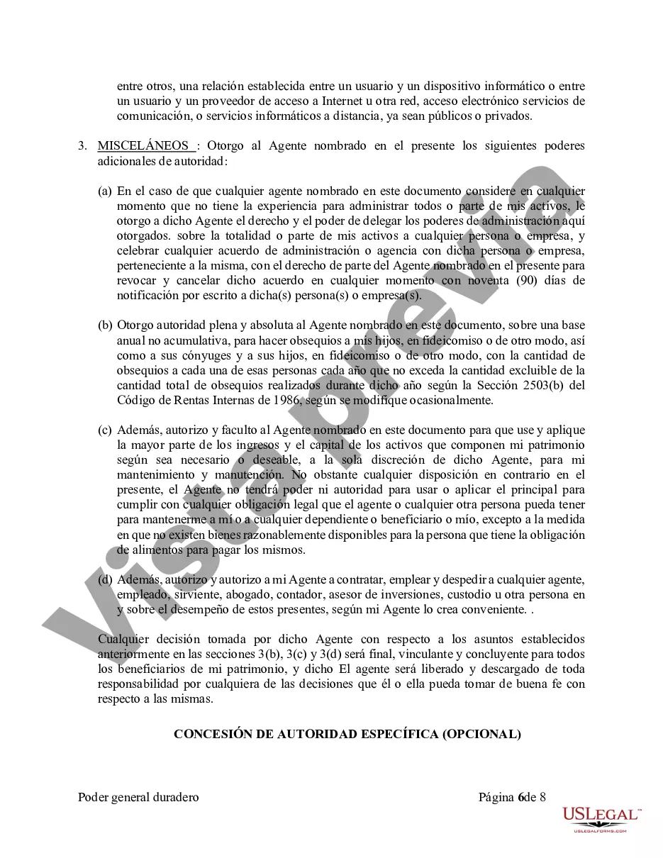 Preview Poder General Duradero para Bienes y Finanzas o Financiero Efectivo Inmediatamente