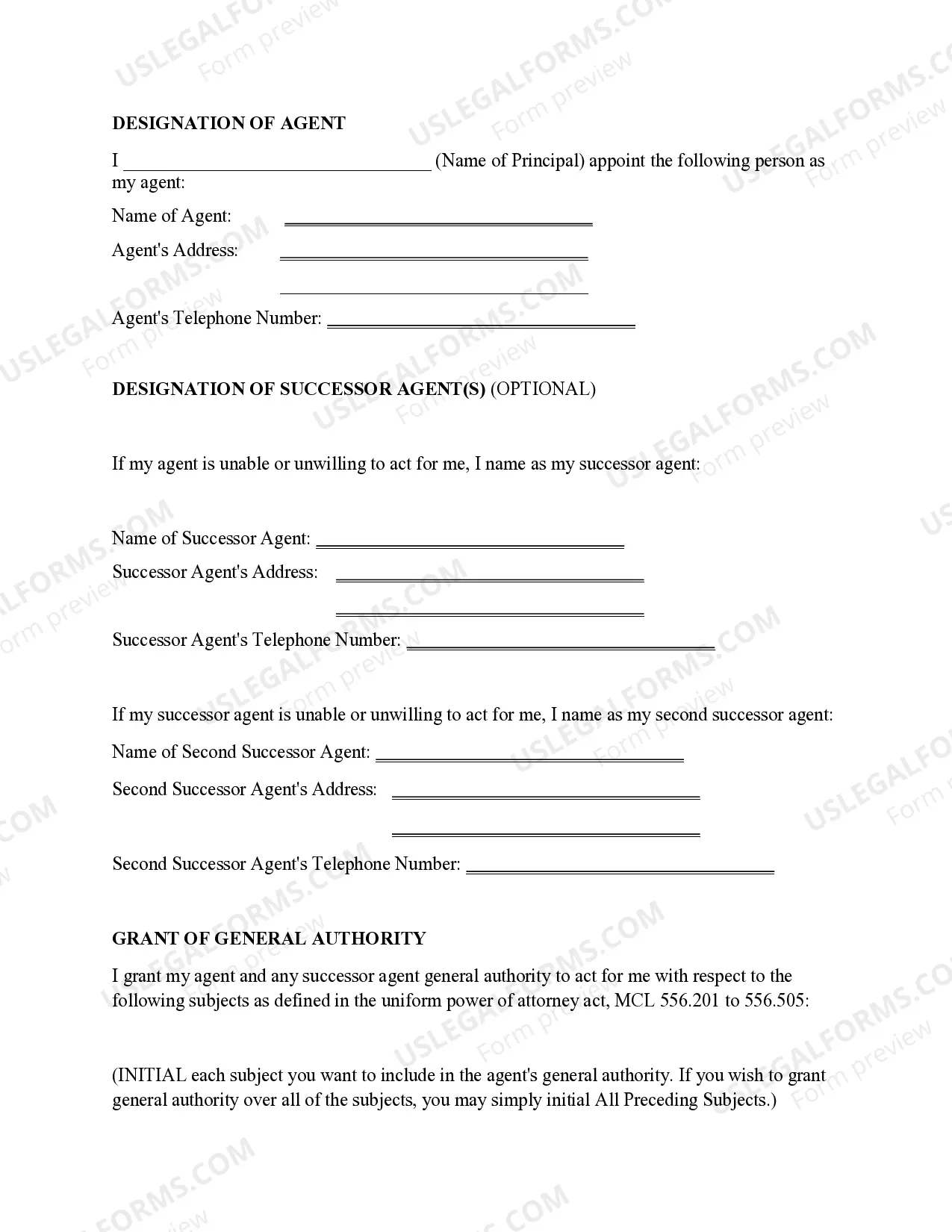 Preview Statutory Power of Attorney