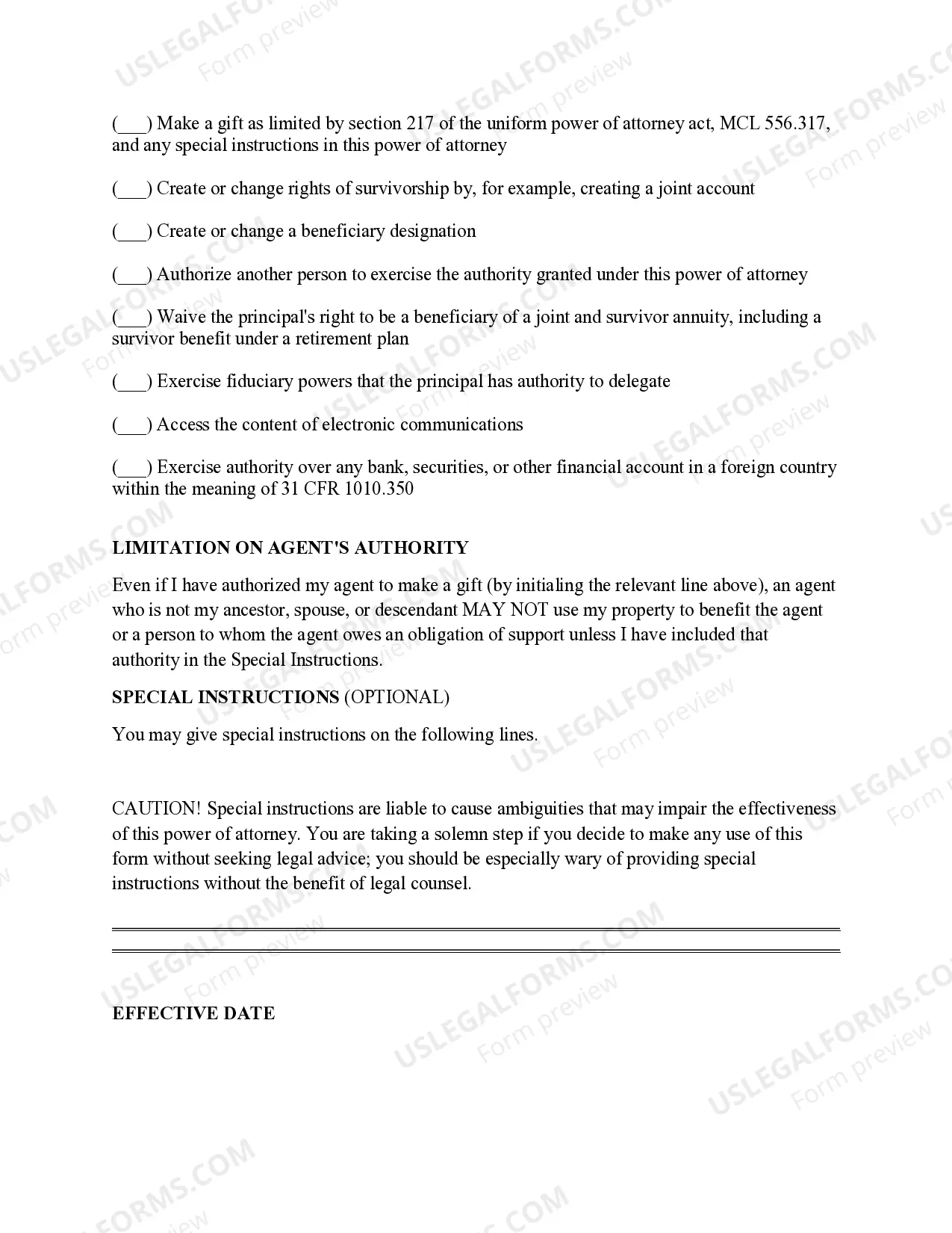 Preview Statutory Power of Attorney