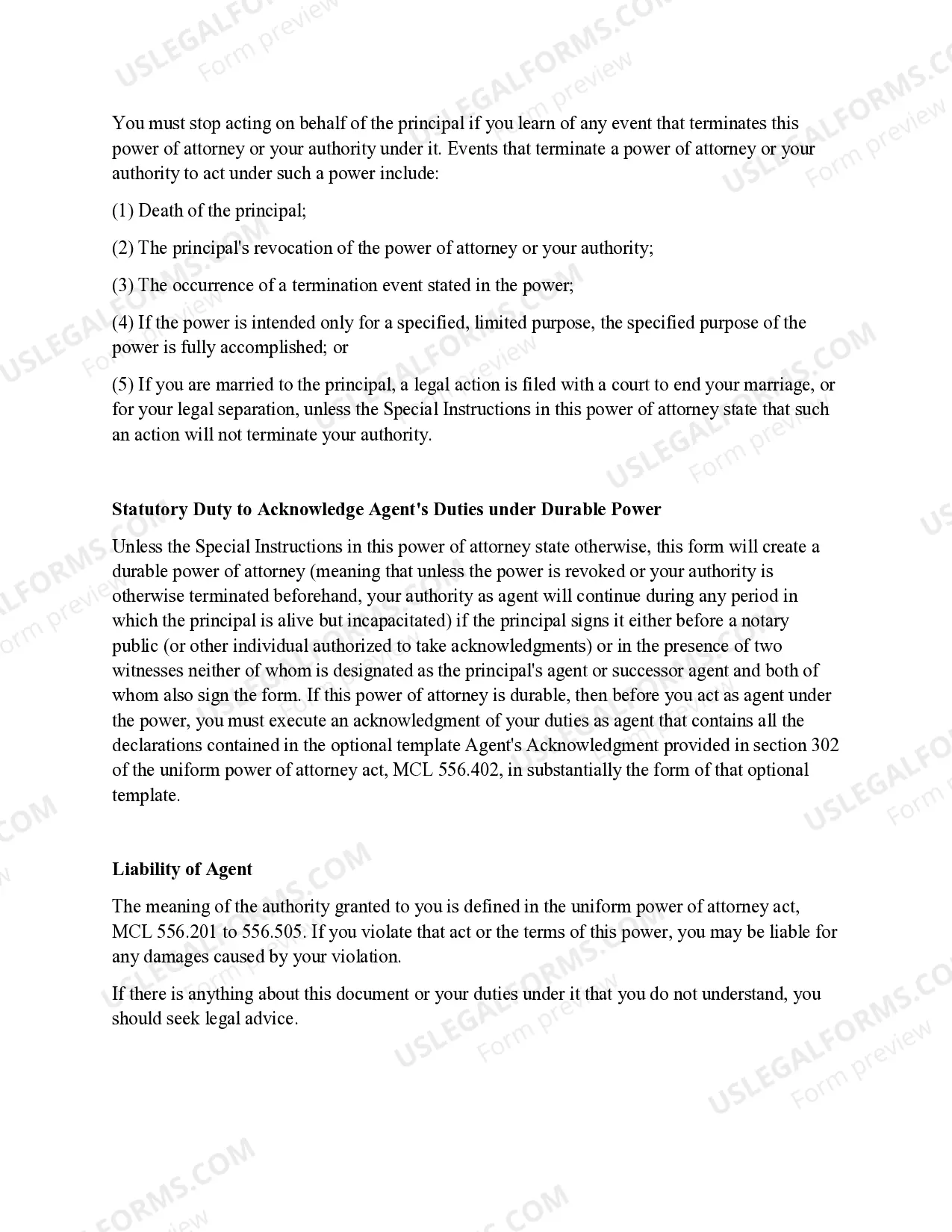 Preview Statutory Power of Attorney