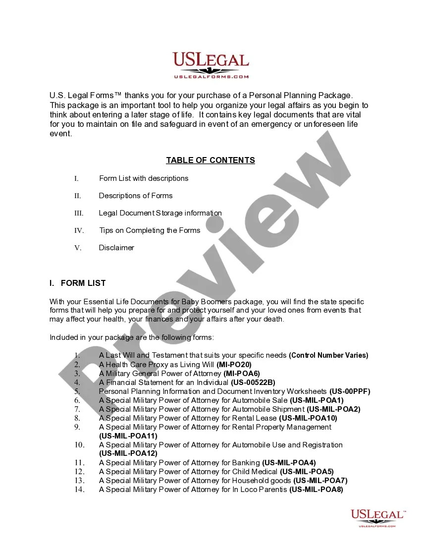 Preview Michigan Essential Legal Life Documents for Military Personnel