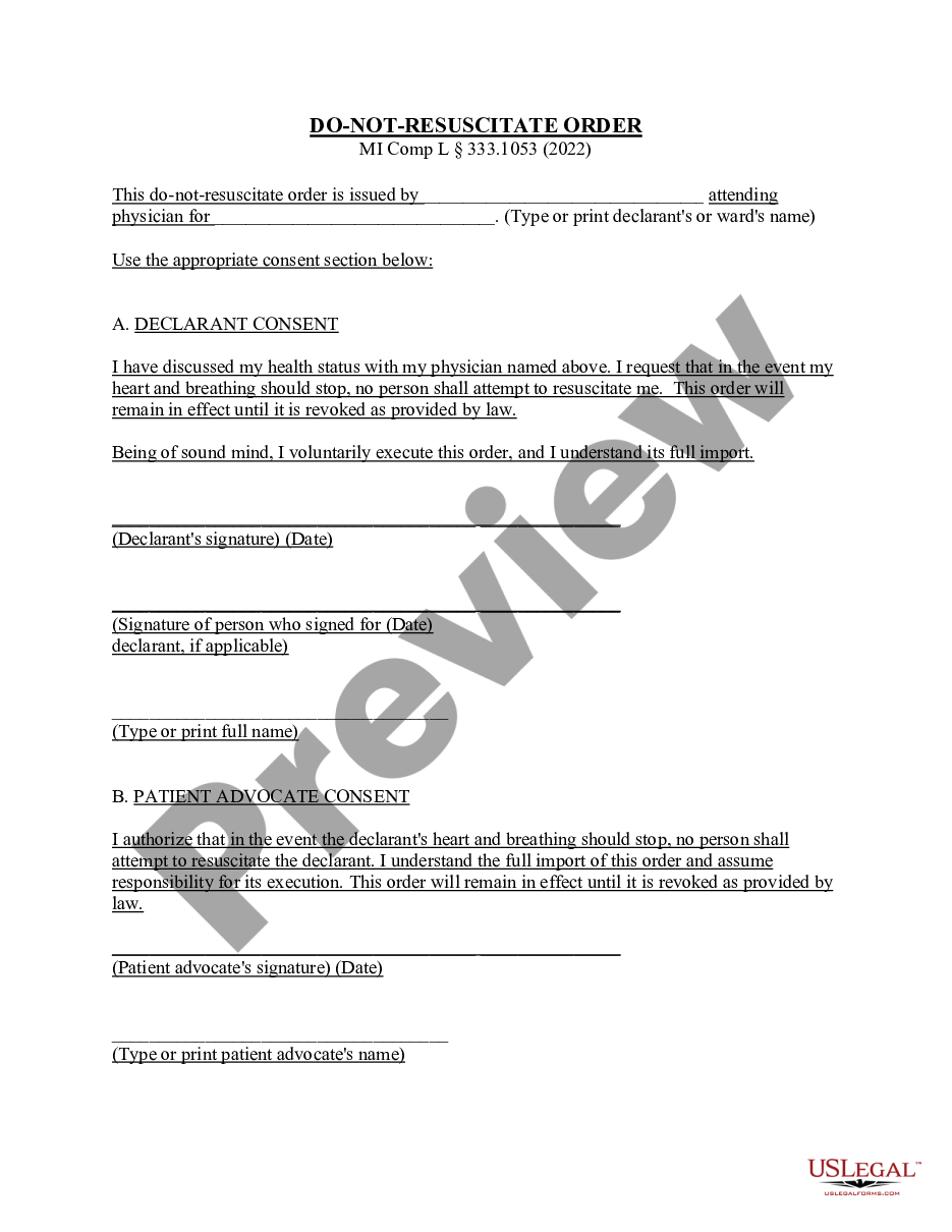 page 0 Do Not Resuscitate Order - DNR - Statutory Form preview