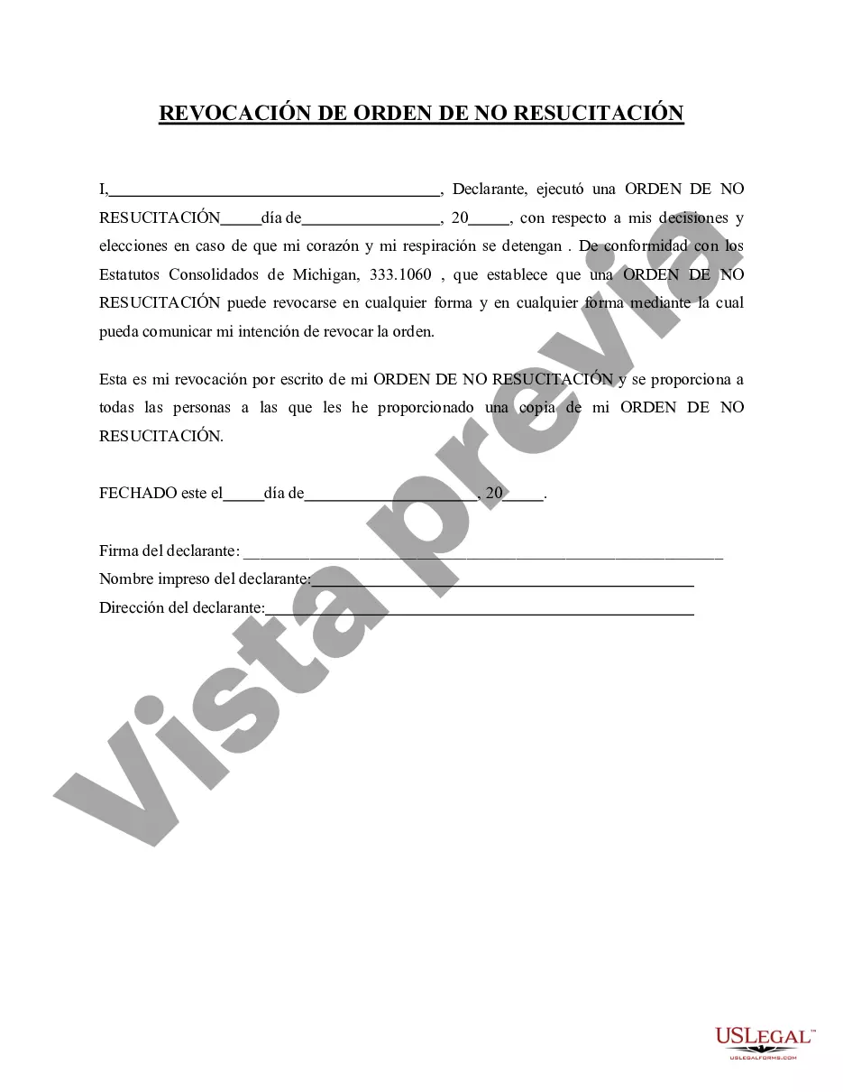 Preview Poder notarial y revocación de atención médica para Michigan