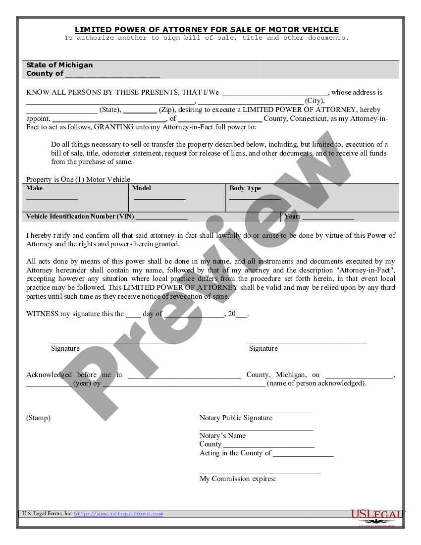 Power Of Attorney For Sale Of Vehicle | US Legal Forms