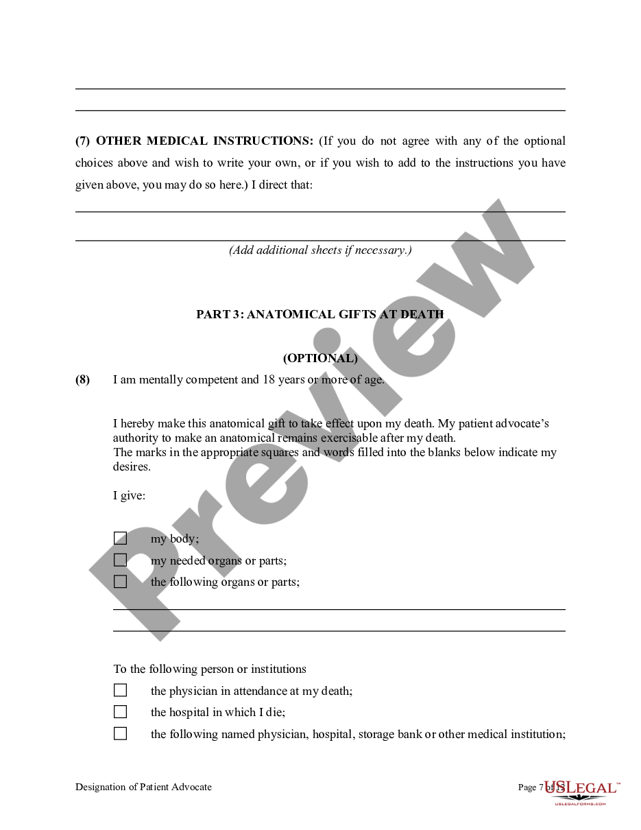 page 6 Health Care Proxy as Living Will with Designation of Patient Advocate preview