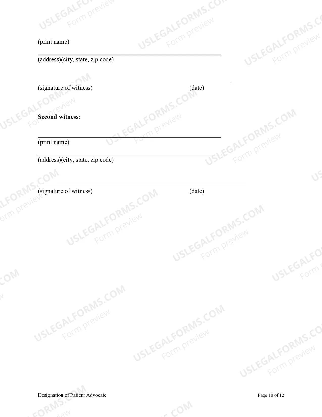 Preview Health Care Proxy as Living Will with Designation of Patient Advocate
