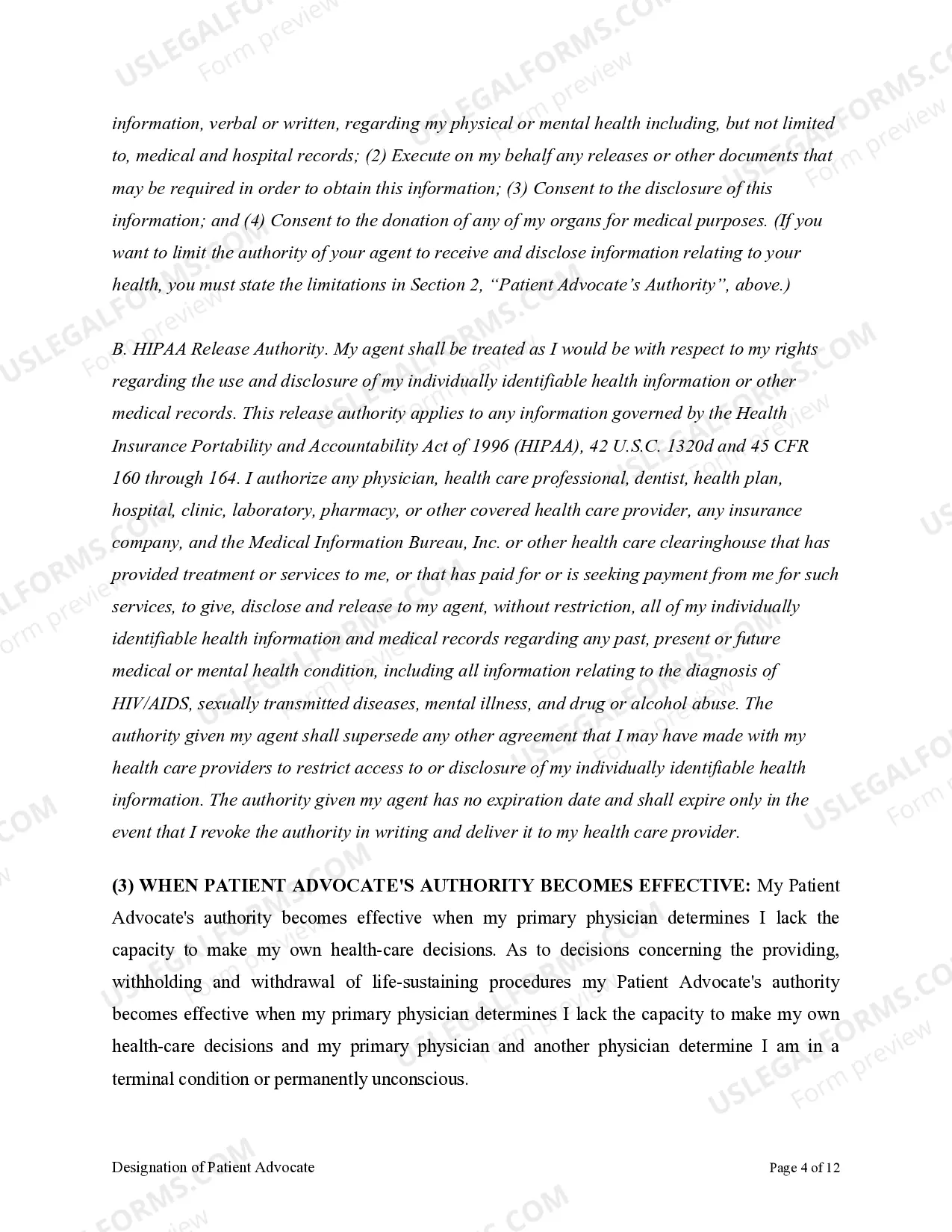 Preview Health Care Proxy as Living Will with Designation of Patient Advocate