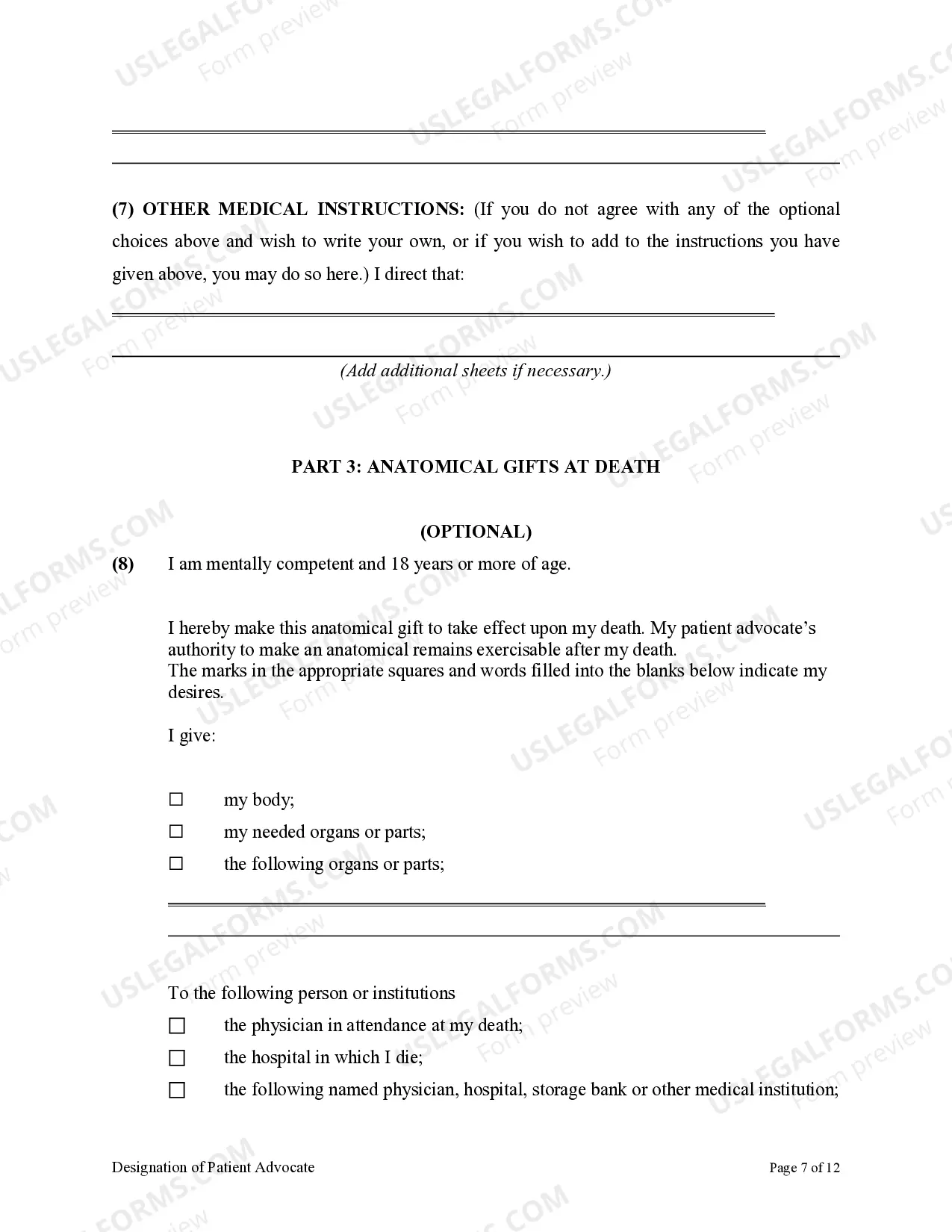 Preview Health Care Proxy as Living Will with Designation of Patient Advocate