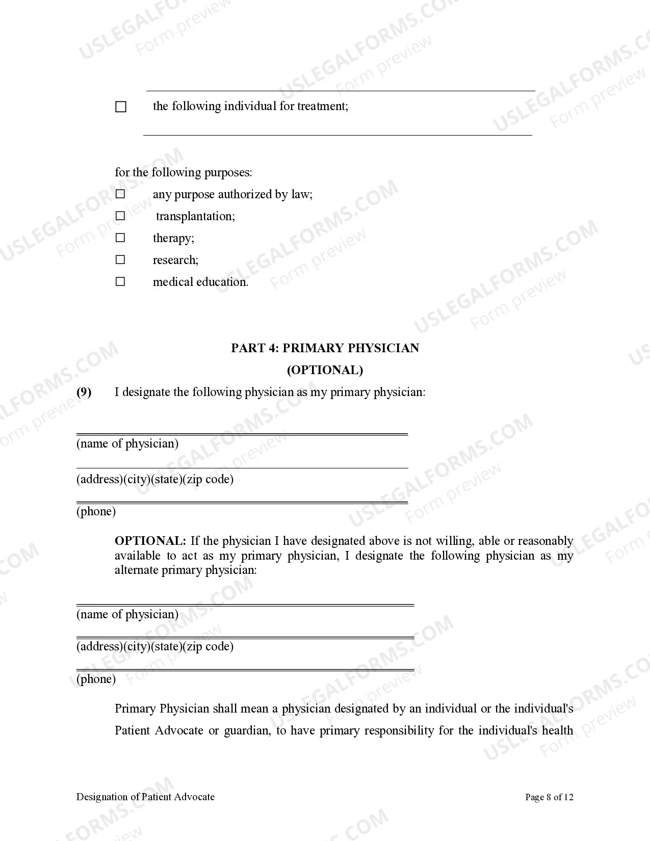 Preview Health Care Proxy as Living Will with Designation of Patient Advocate