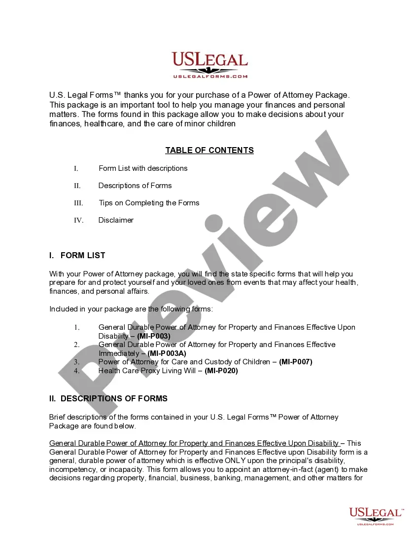 Get Michigan Power of Attorney Forms Package Preview Michigan Power of Attorney Forms Package