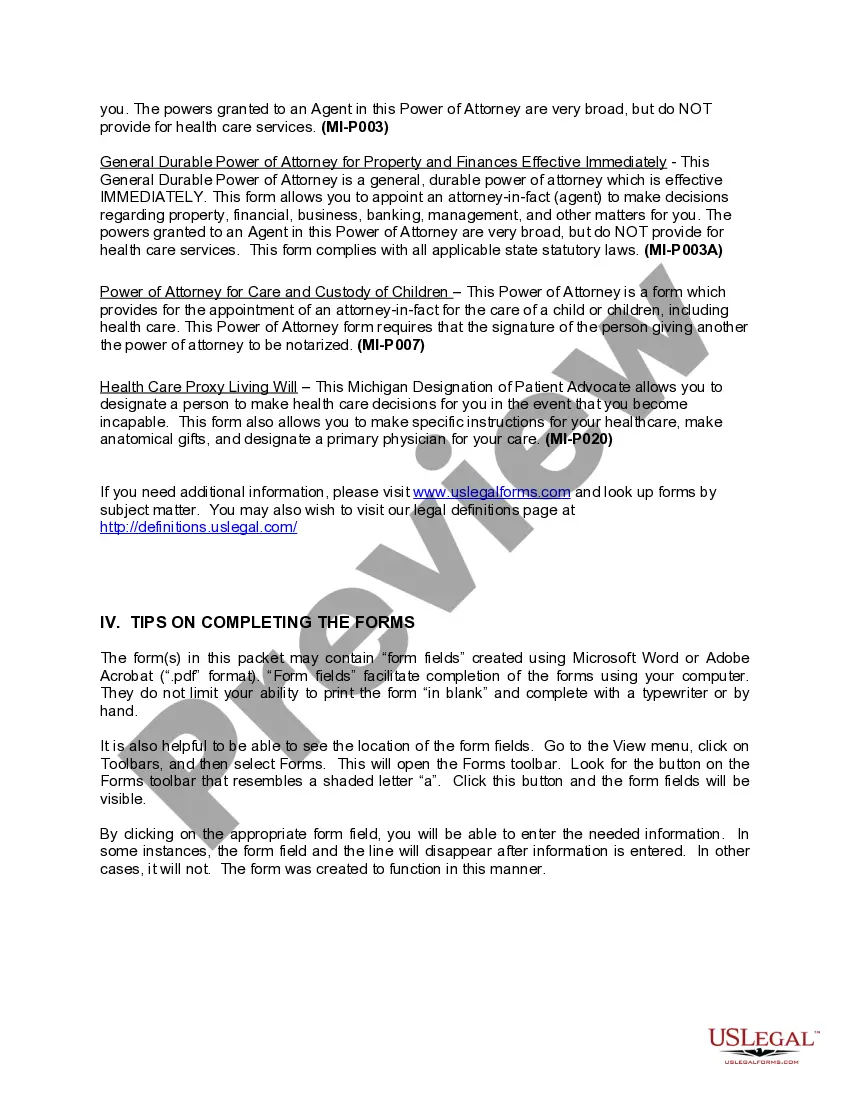 Get Michigan Power of Attorney Forms Package Preview Michigan Power of Attorney Forms Package