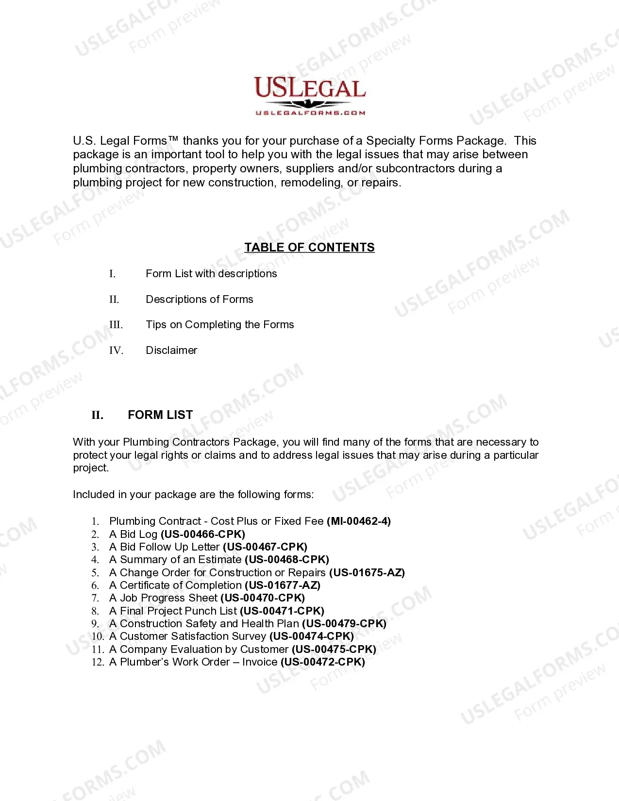 Preview Michigan Plumbing Contractor Package