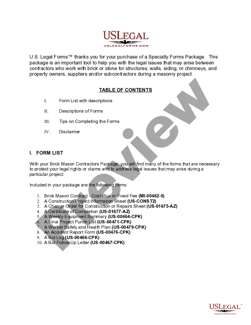 Get Michigan Brick Mason Contractor Package Preview Michigan Brick Mason Contractor Package