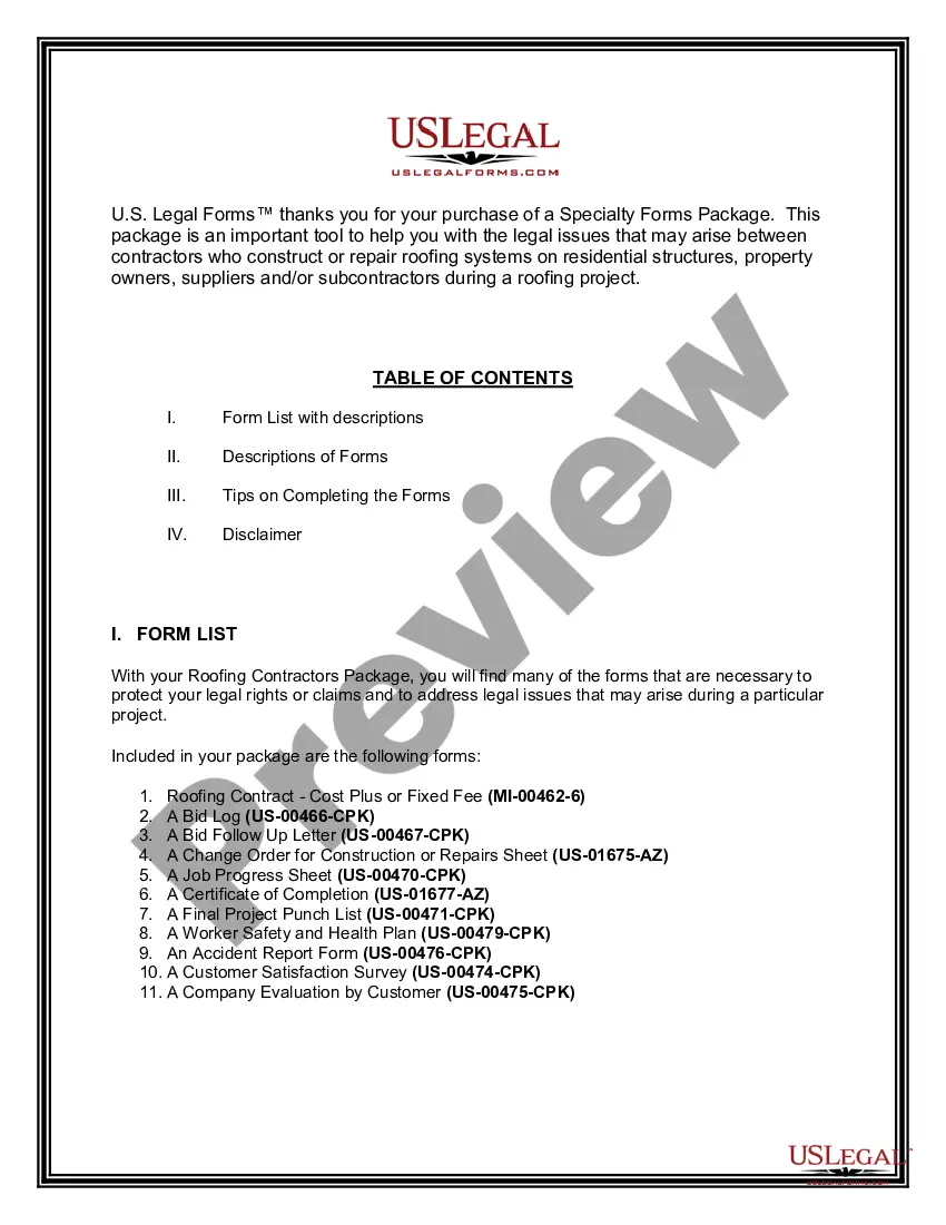 Preview Michigan Roofing Contractor Package