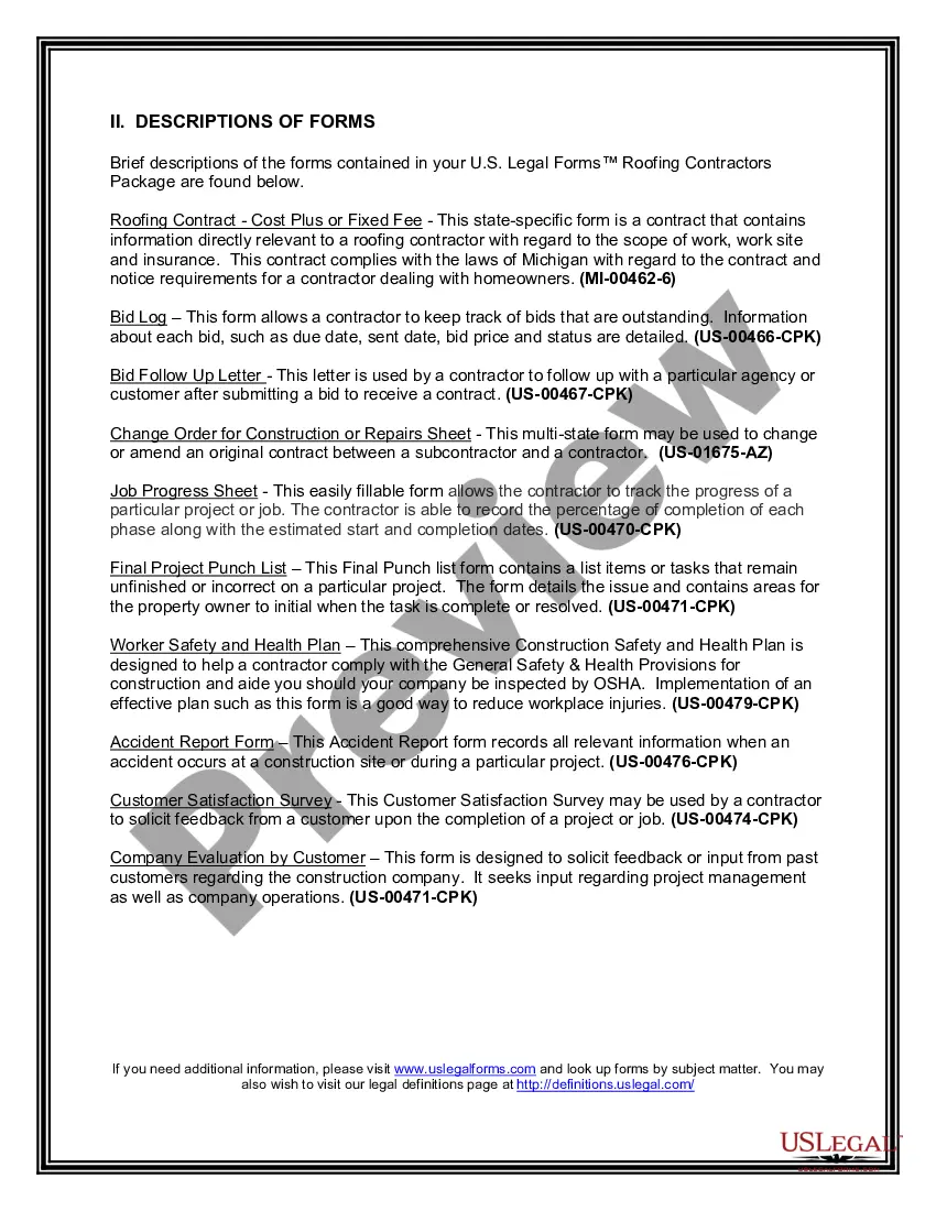 Preview Michigan Roofing Contractor Package