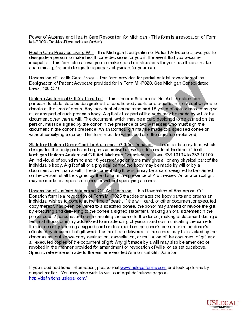 Get Michigan Living Wills and Health Care Package Preview Michigan Living Wills and Health Care Package