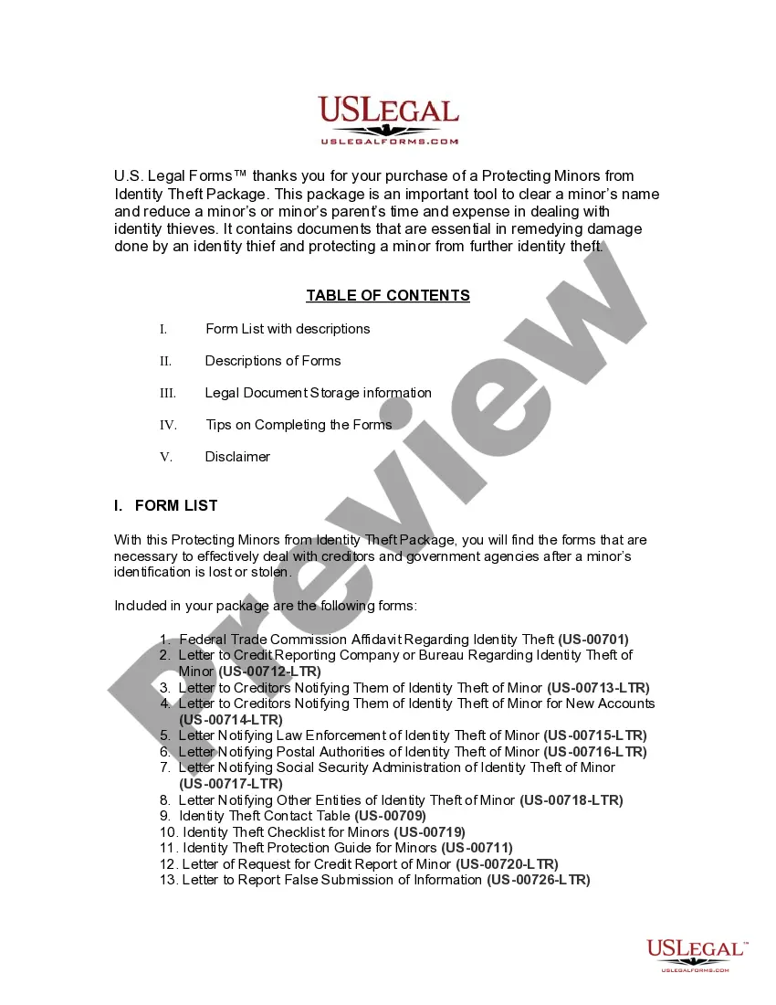 Get Michigan Protecting Minors from Identity Theft Package Preview Michigan Protecting Minors from Identity Theft Package