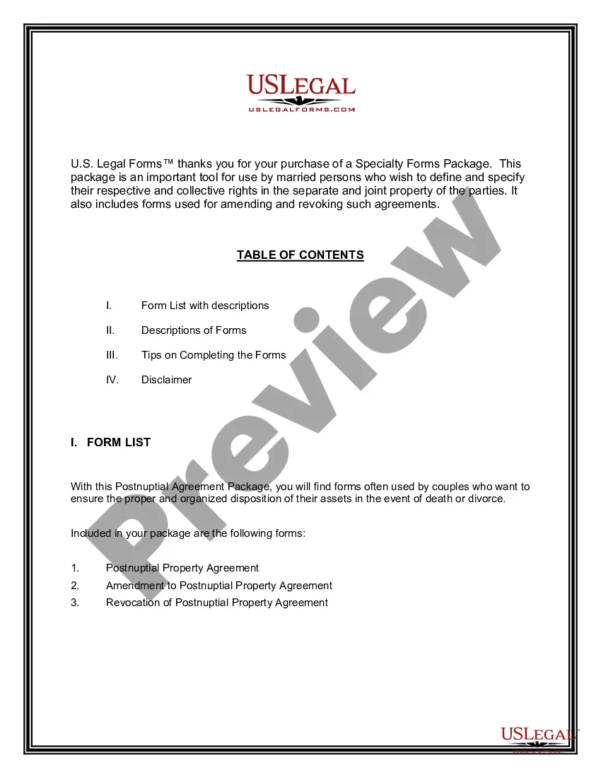 Preview Michigan Postnuptial Agreements Package