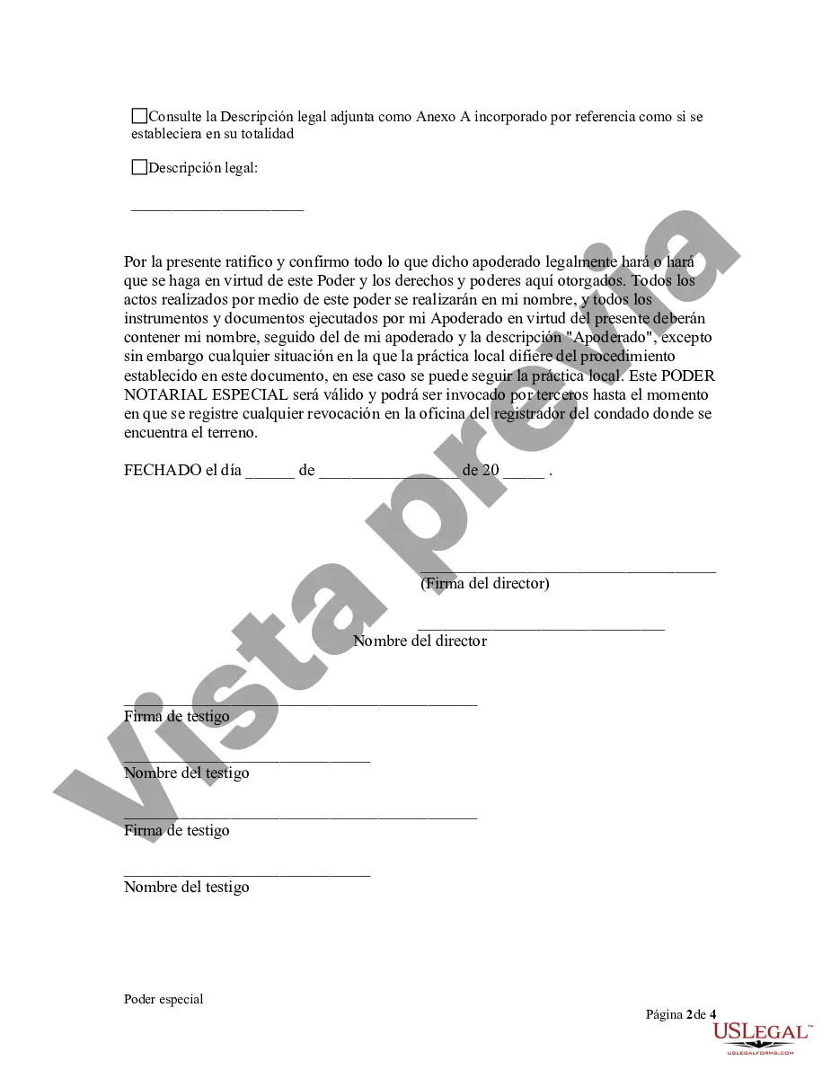 Preview Poder notarial especial o limitado para transacciones de venta de bienes raíces por parte del vendedor