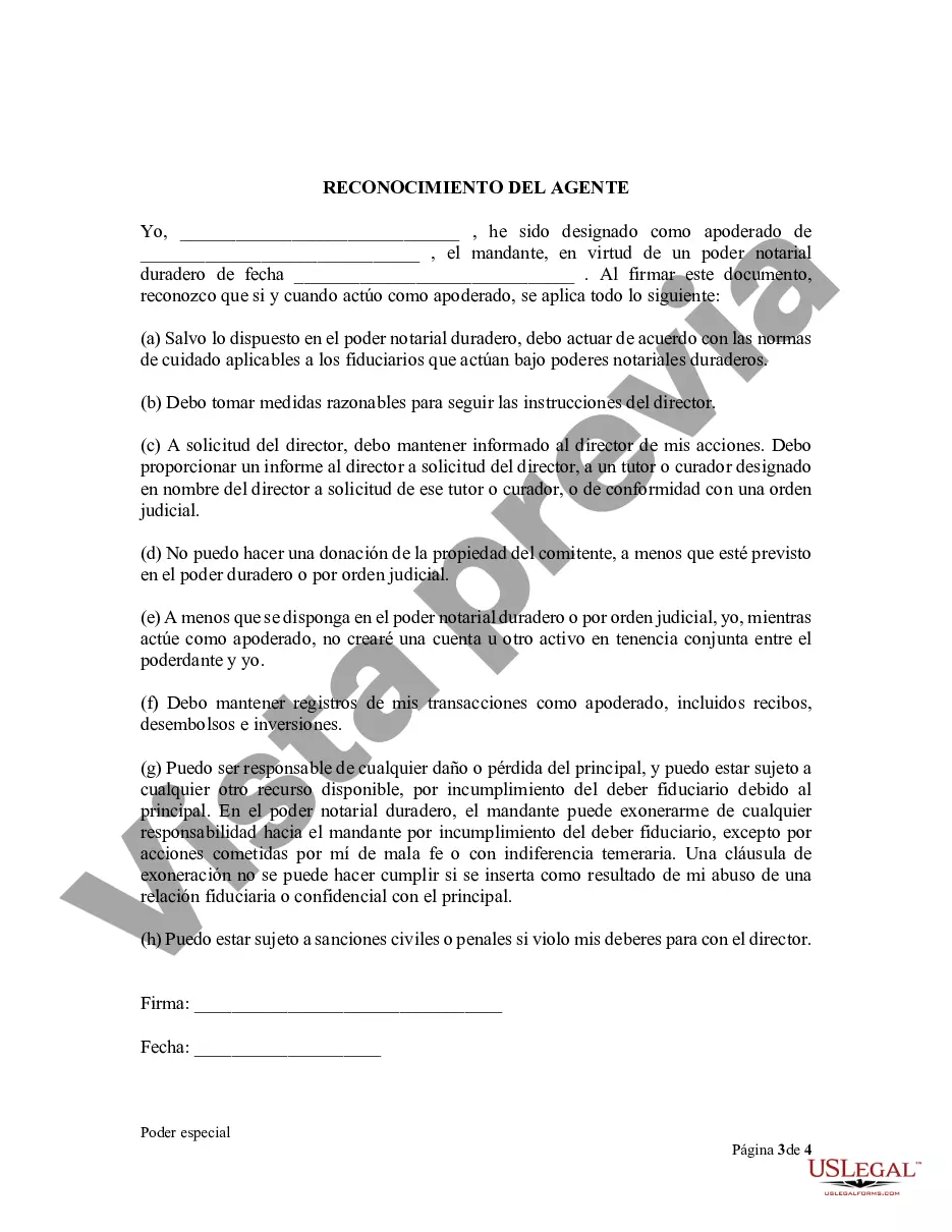 Preview Poder notarial especial o limitado para transacciones de venta de bienes raíces por parte del vendedor