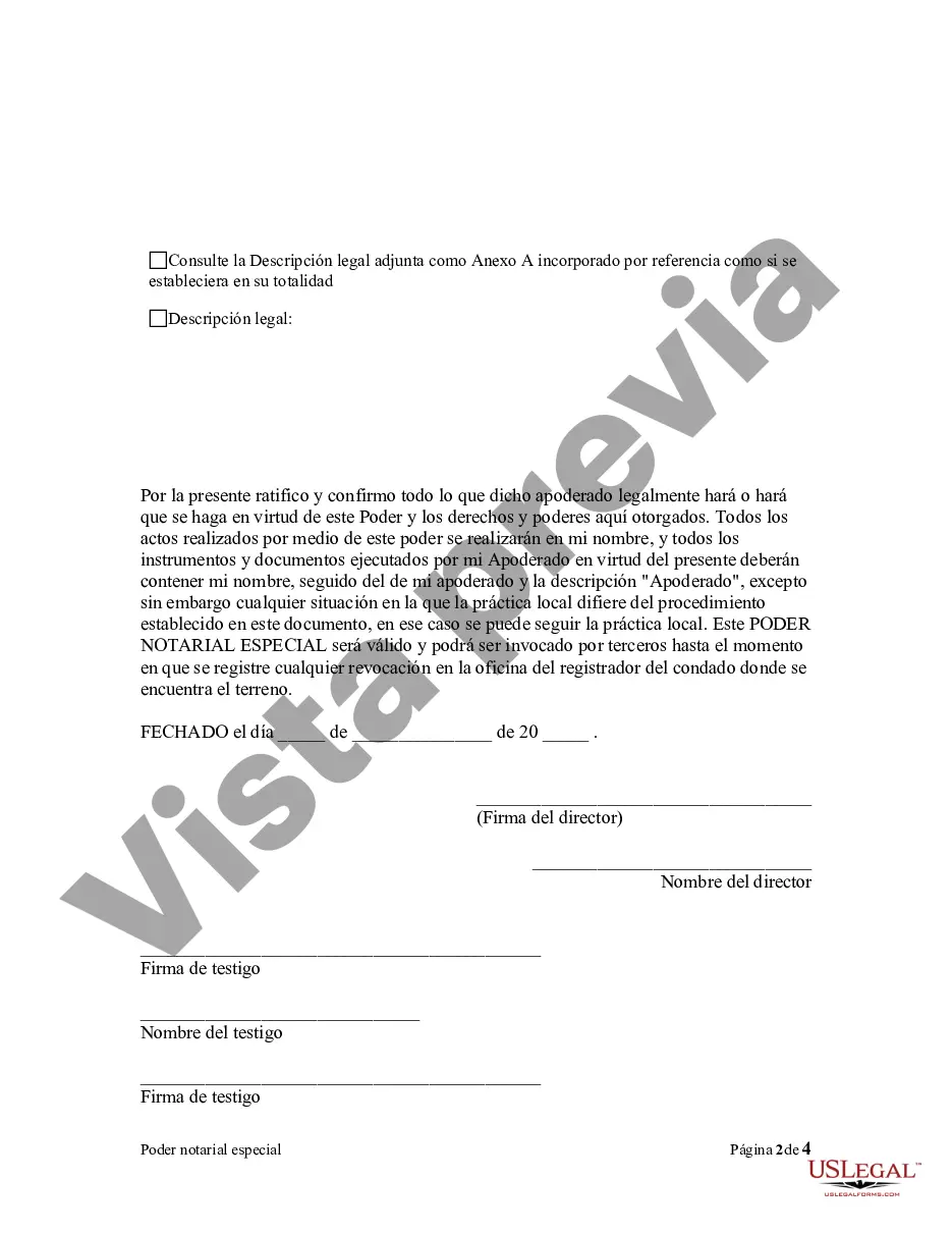 Preview Poder notarial especial o limitado para transacciones de compra de bienes raíces por parte del comprador