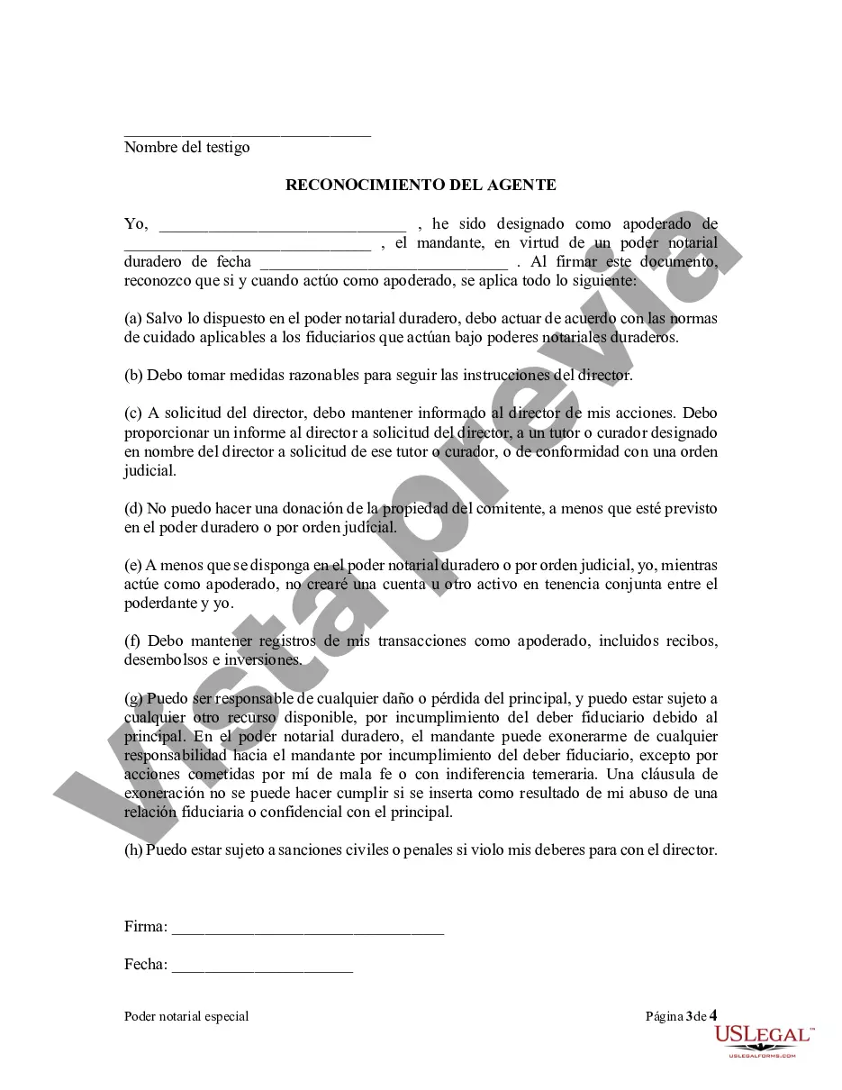 Preview Poder notarial especial o limitado para transacciones de compra de bienes raíces por parte del comprador