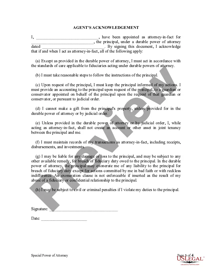 Preview Special or Limited Power of Attorney for Real Estate Purchase Transaction by Purchaser