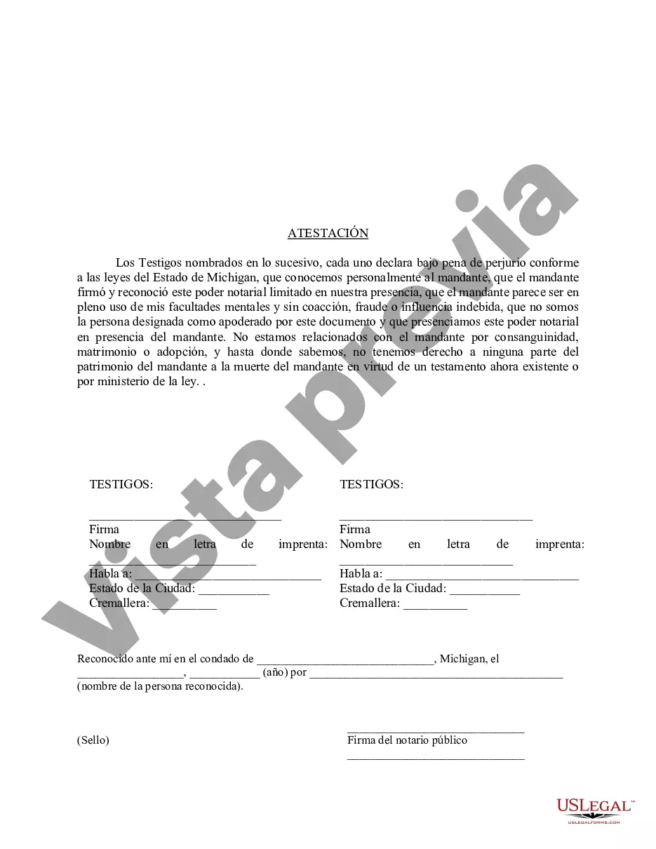 Preview Poder notarial limitado en el que se especifican poderes con ejemplos de poderes incluidos