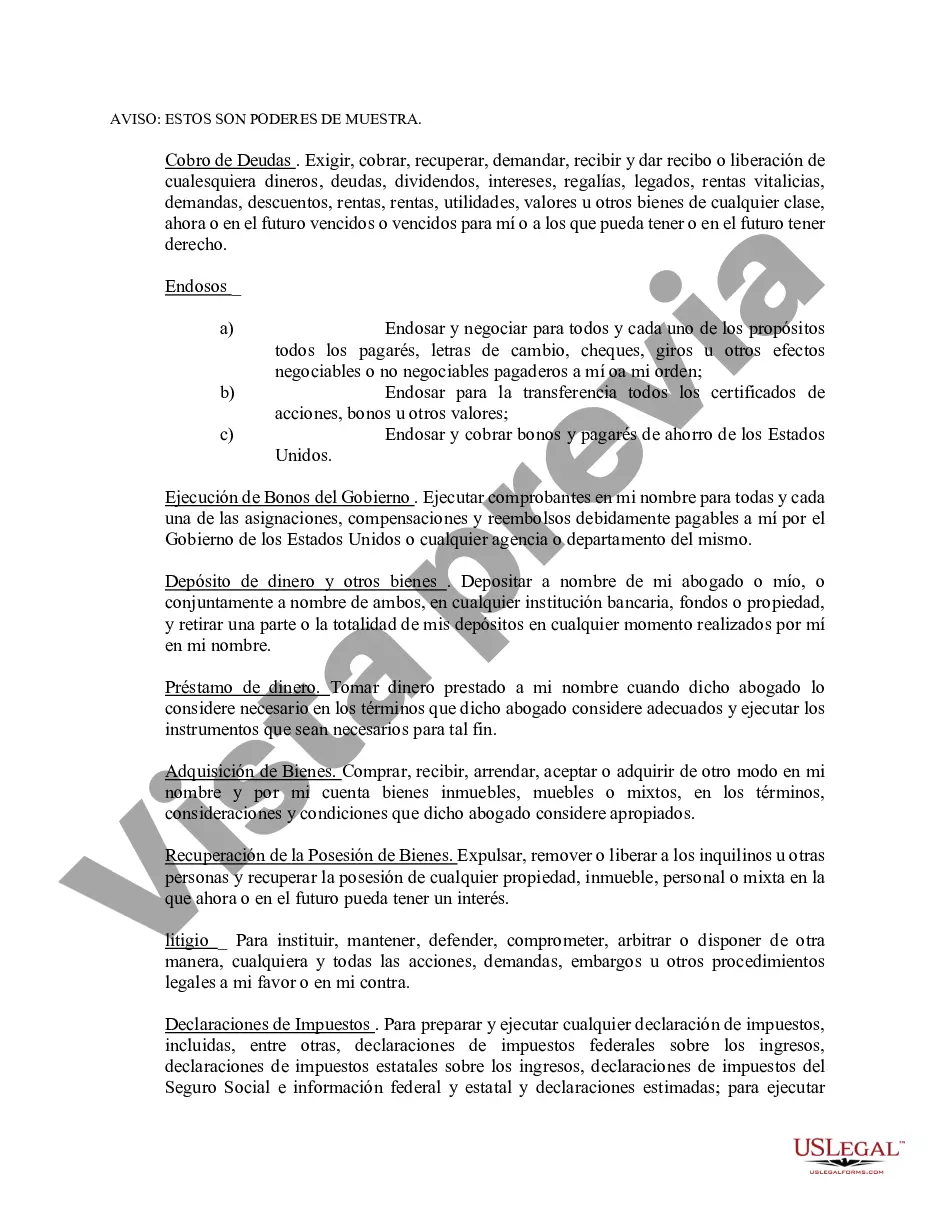 Preview Poder notarial limitado en el que se especifican poderes con ejemplos de poderes incluidos