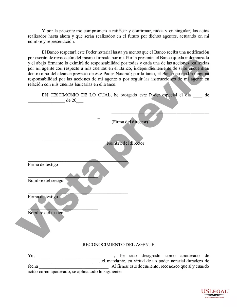 Preview Poder especial duradero para asuntos de cuentas bancarias