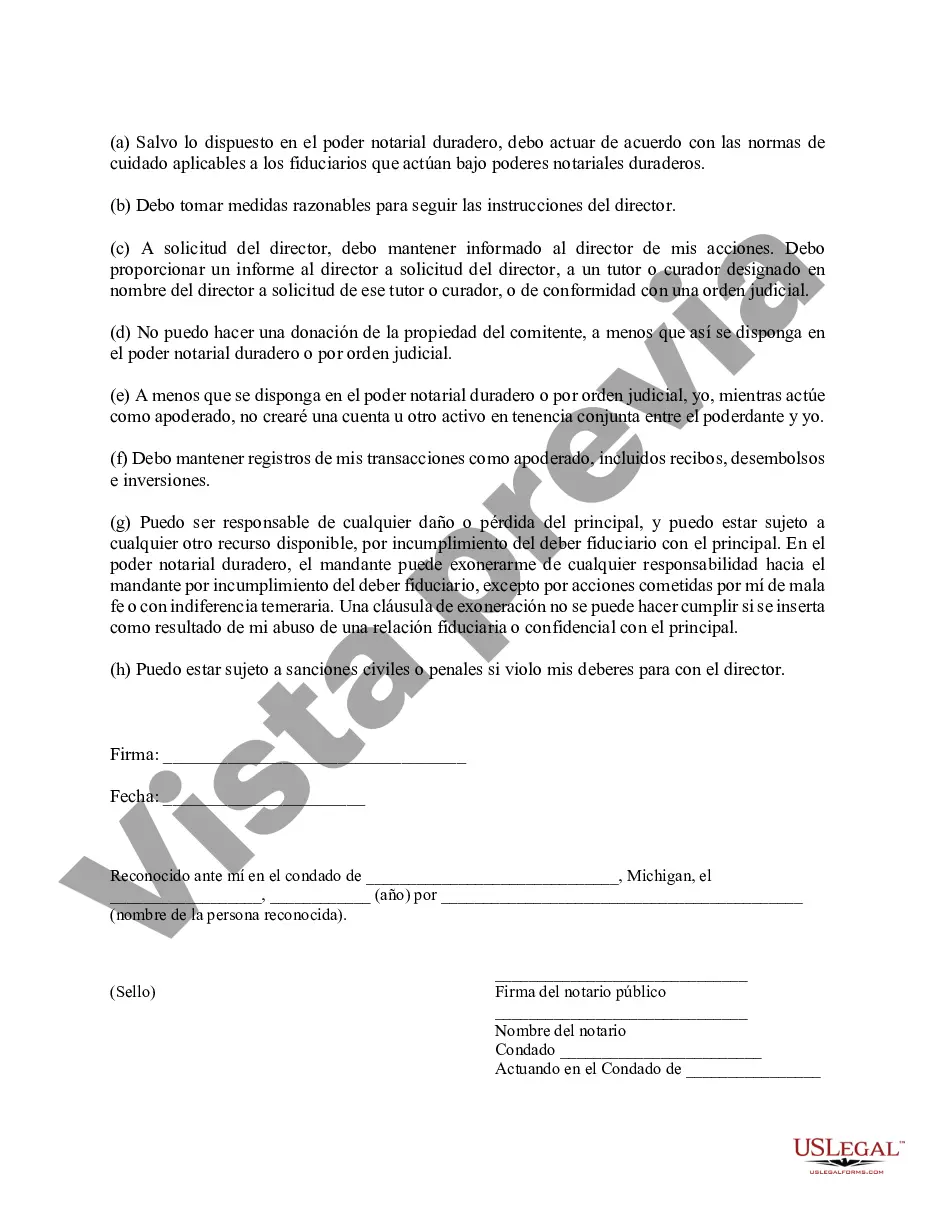 Preview Poder especial duradero para asuntos de cuentas bancarias