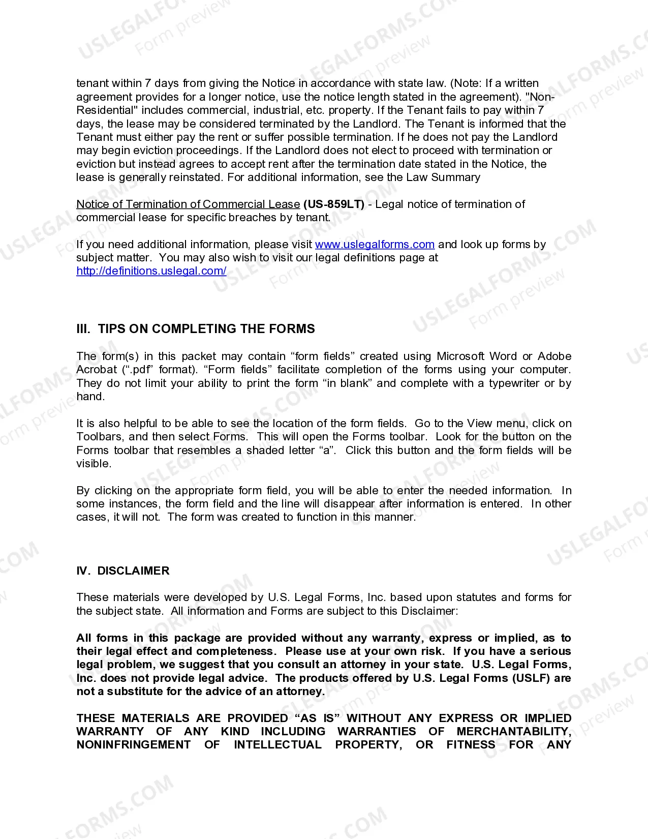 Preview Michigan Commercial Lease Package