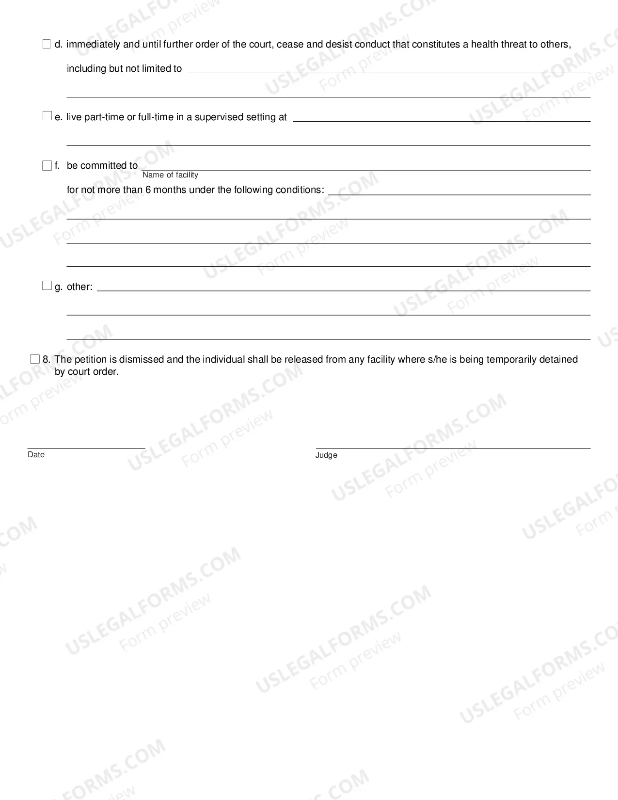 Preview Order Following Hearing On Petition For Treatment of Infectious Disease