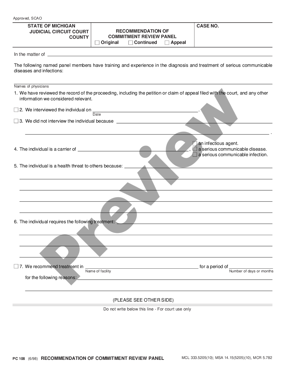 page 0 Recommendation of Commitment Review Panel preview