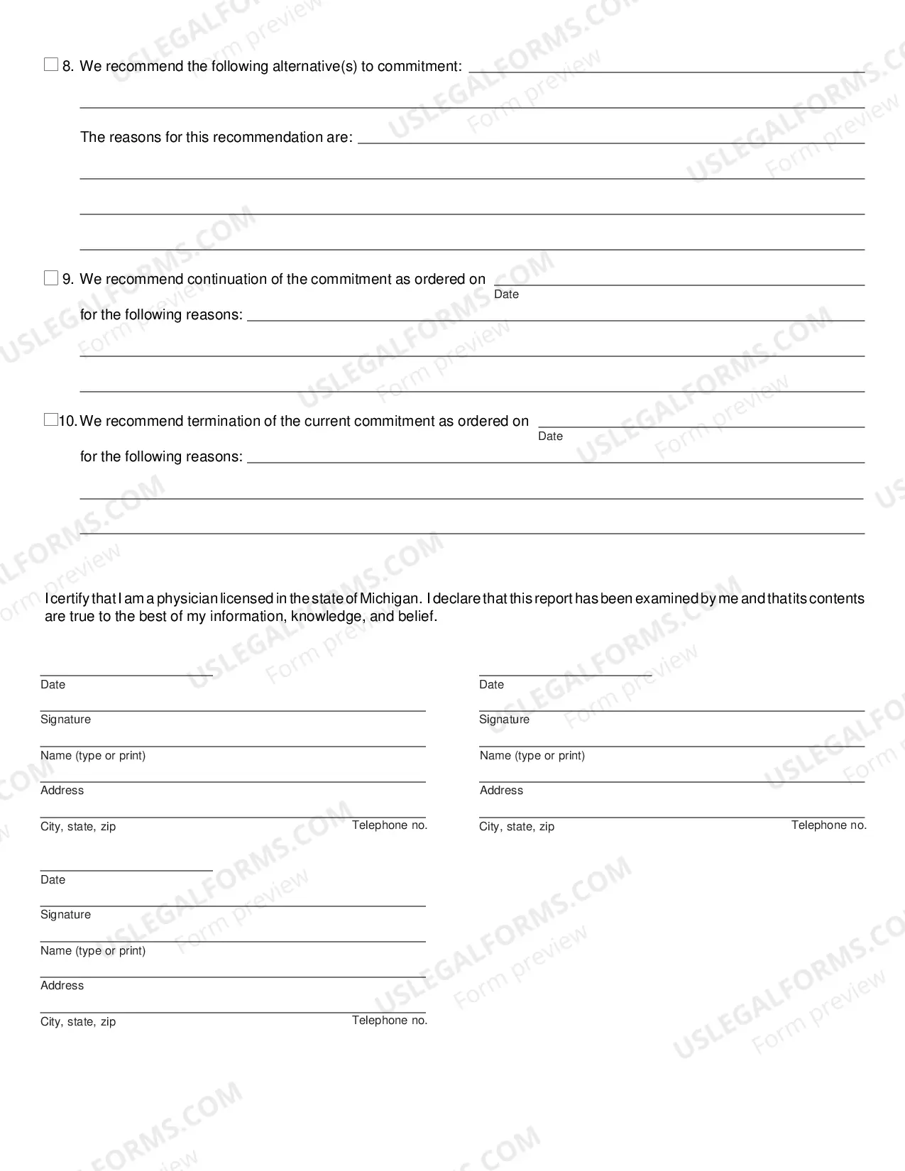 Preview Recommendation of Commitment Review Panel