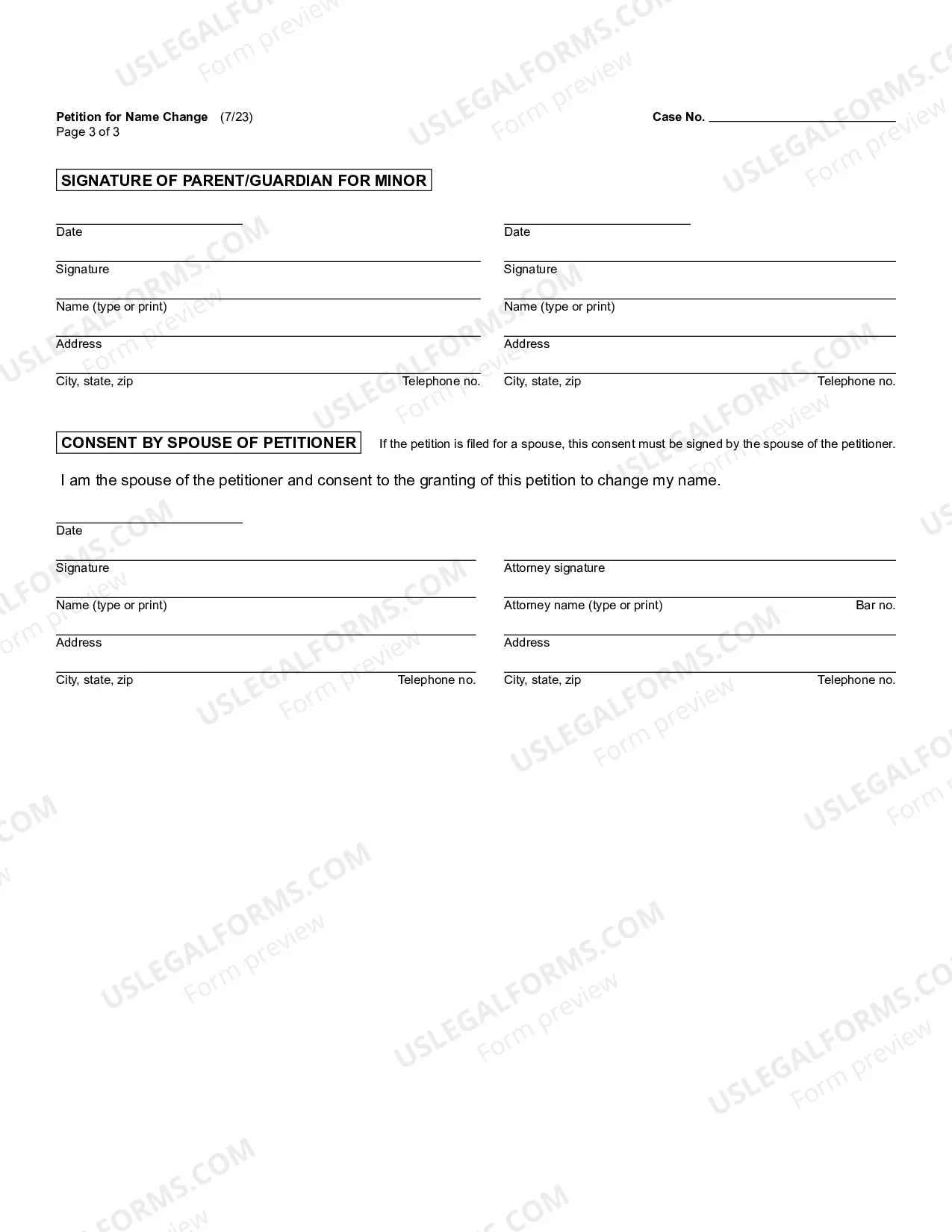 Preview Petition To Change Name