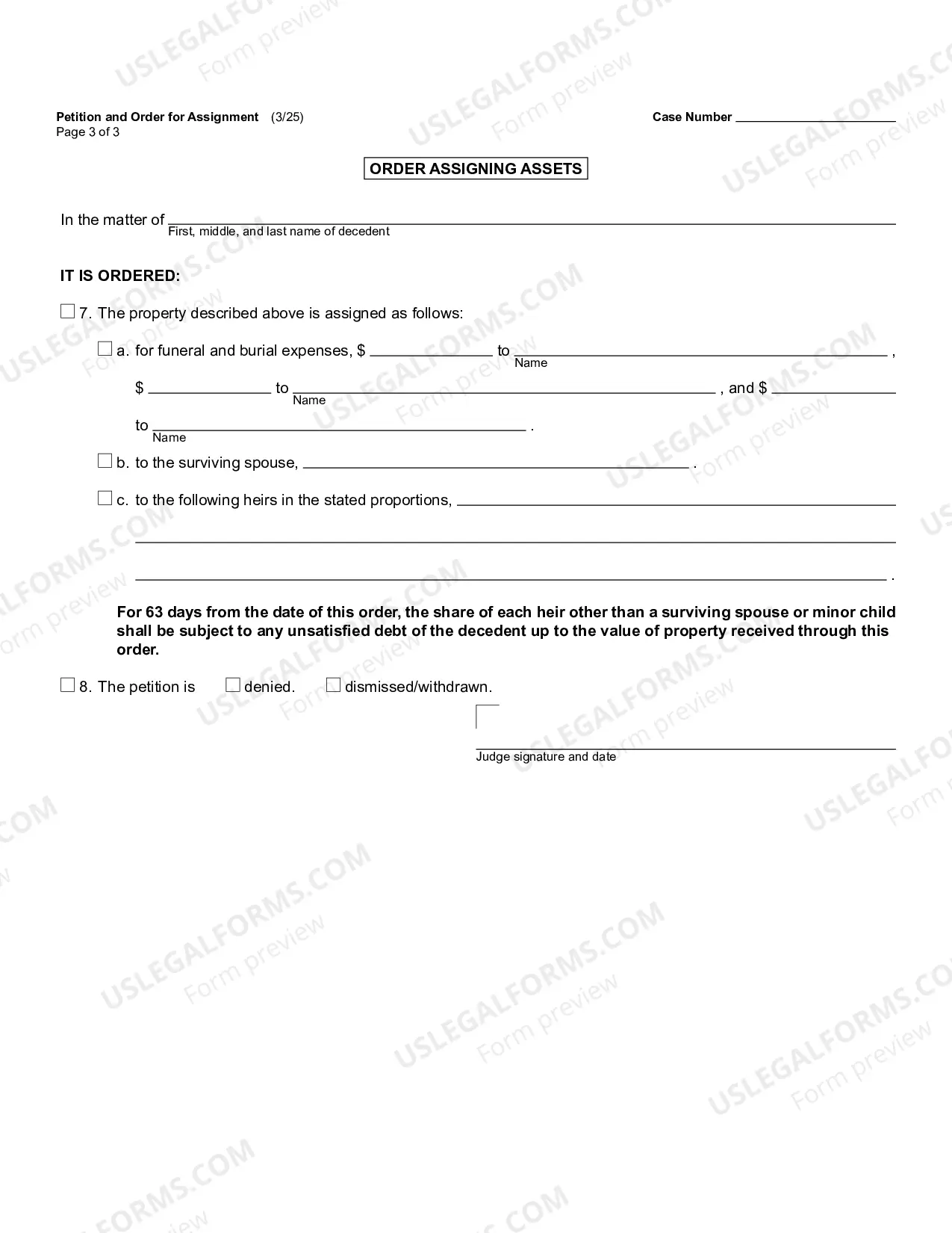 Preview Order for Assignment