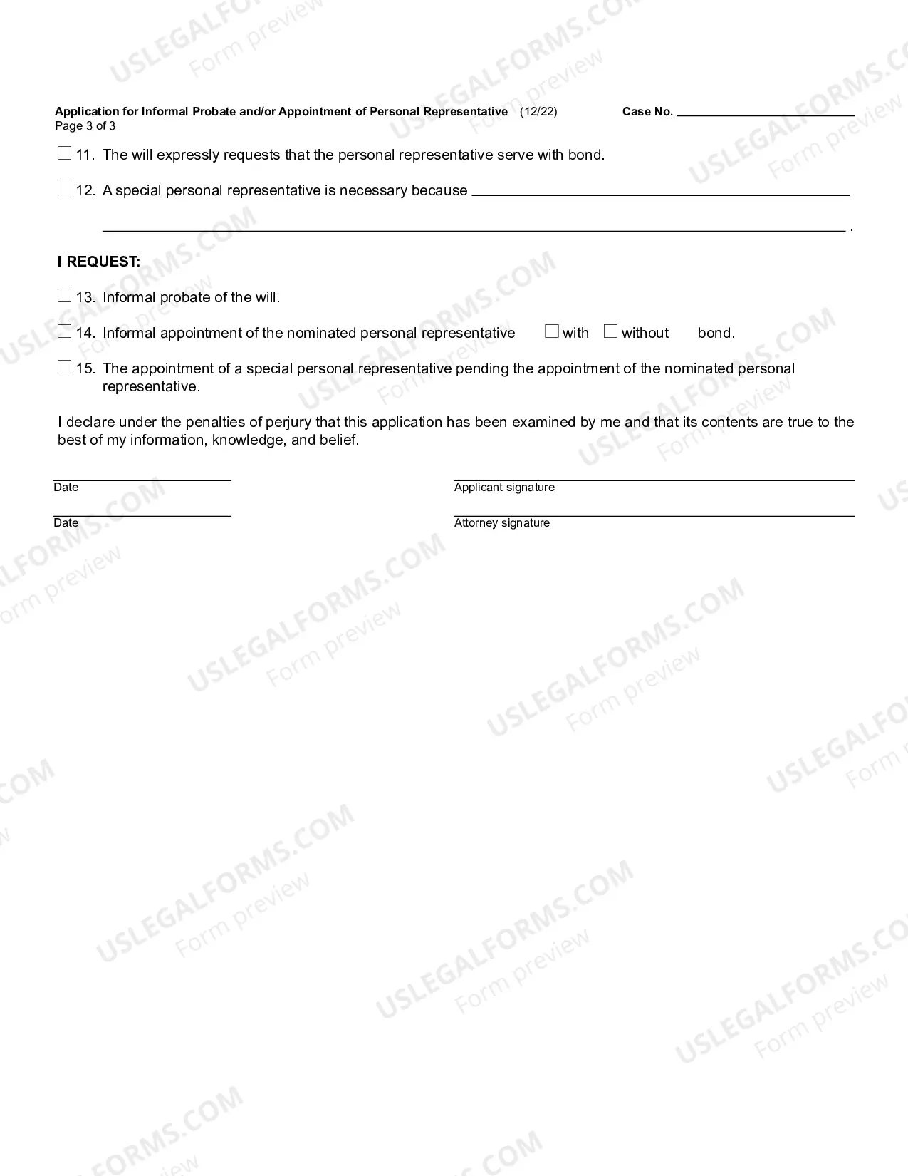 Preview Application for Informal Probate and/or Appointment of Personal Representative (Testate/Intestate)