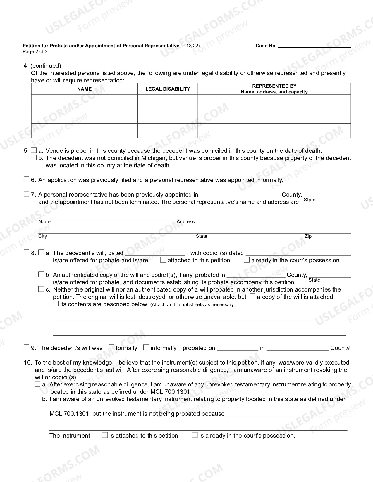 Preview Petition for Probate and/or Appointment of Personal Representative (Testate/Intestate)