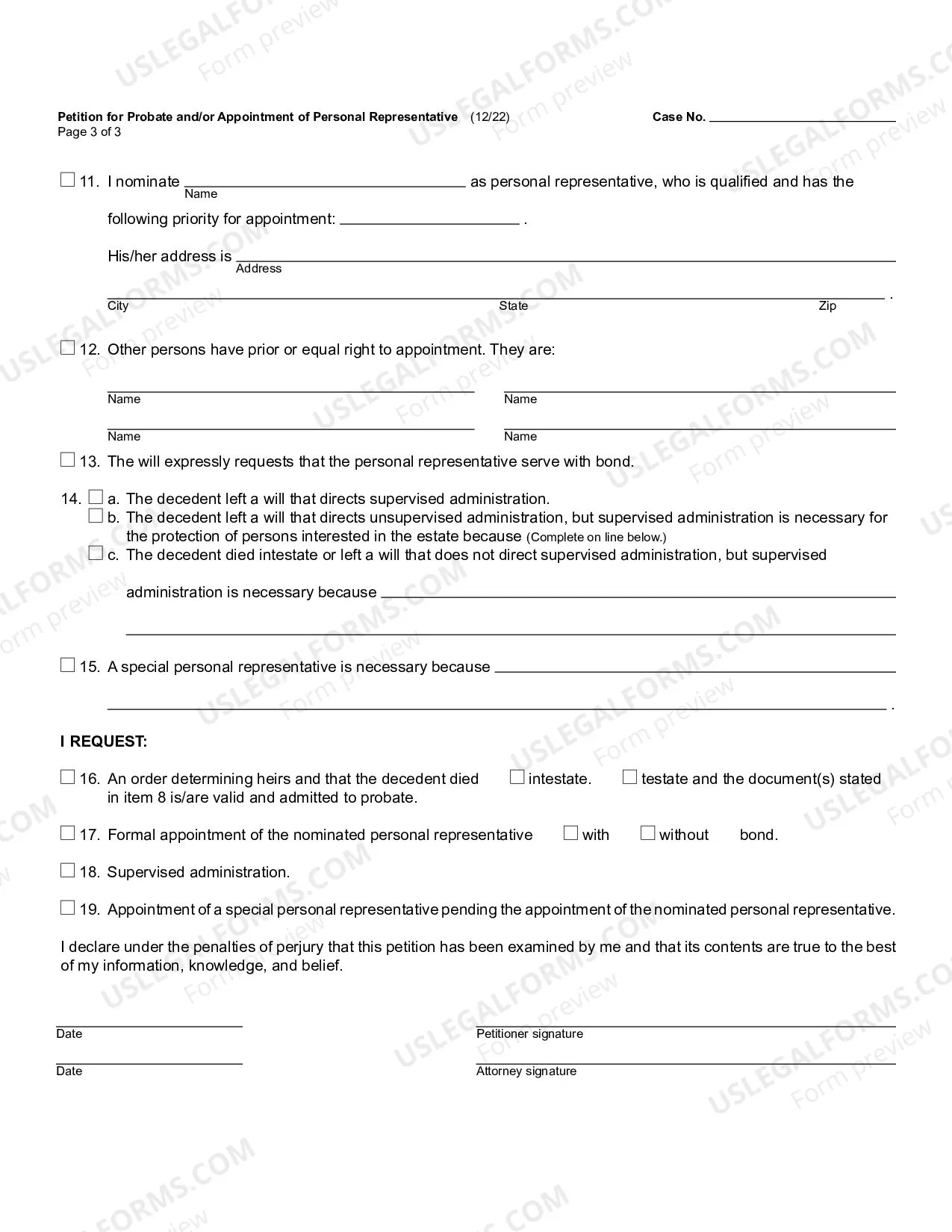 Preview Petition for Probate and/or Appointment of Personal Representative (Testate/Intestate)