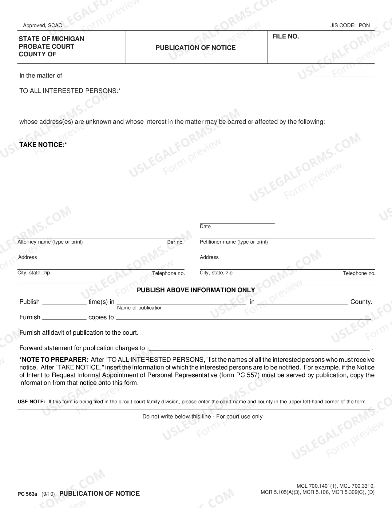Preview Publication of Notice