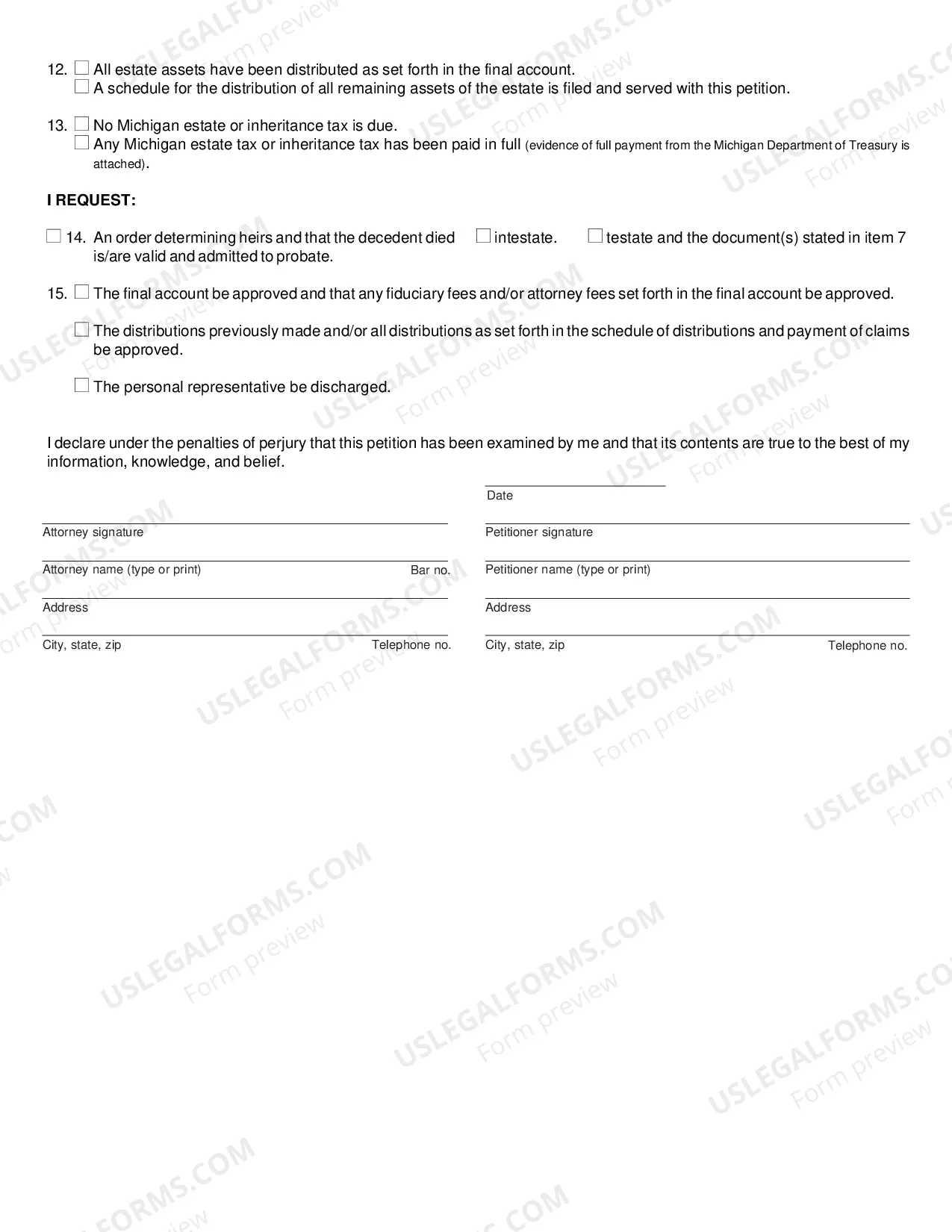Preview Petition for Adjudication of Testacy and Complete Estate Settlement